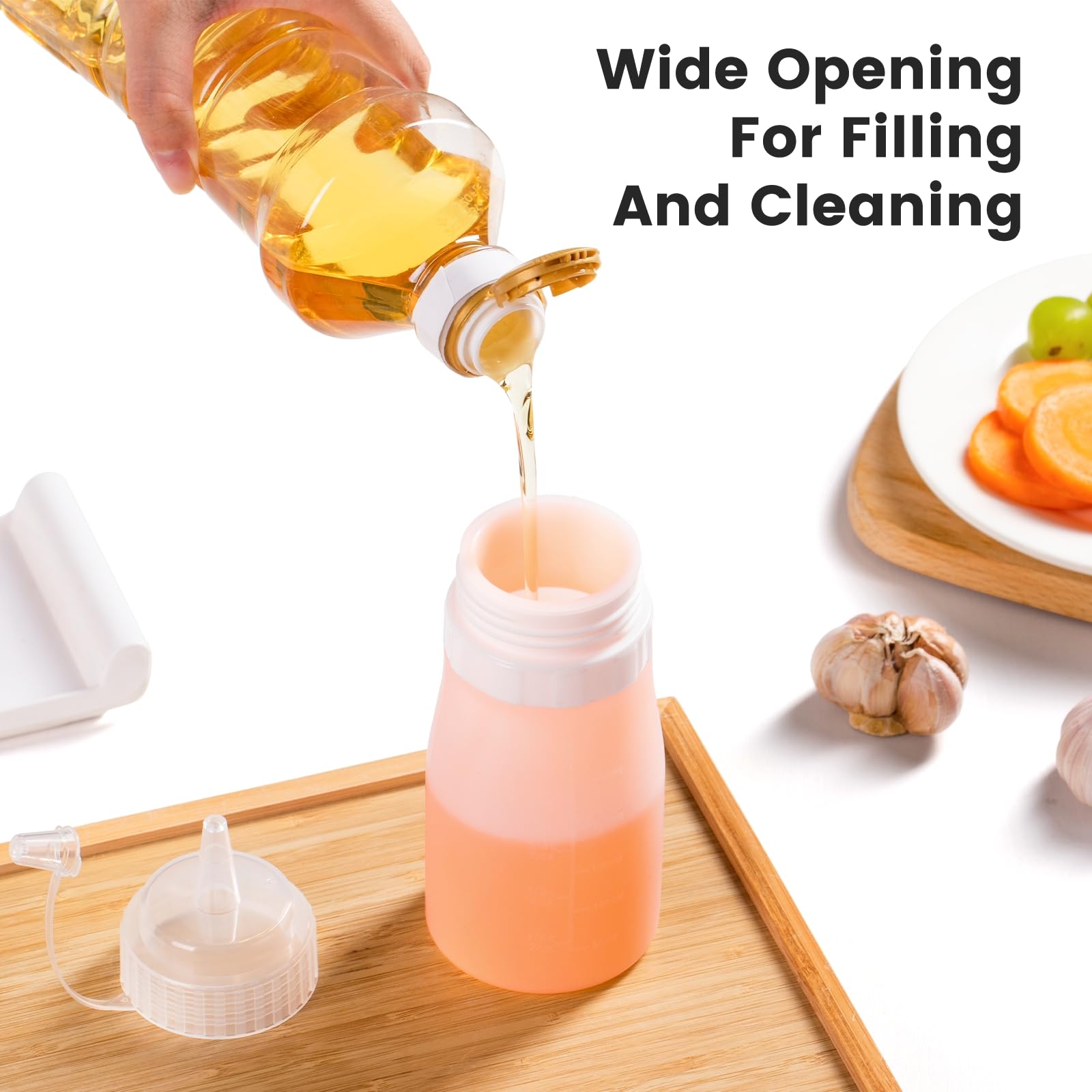 12oz Silicone Squeeze Bottles for Sauces & Oil (4 Count)
