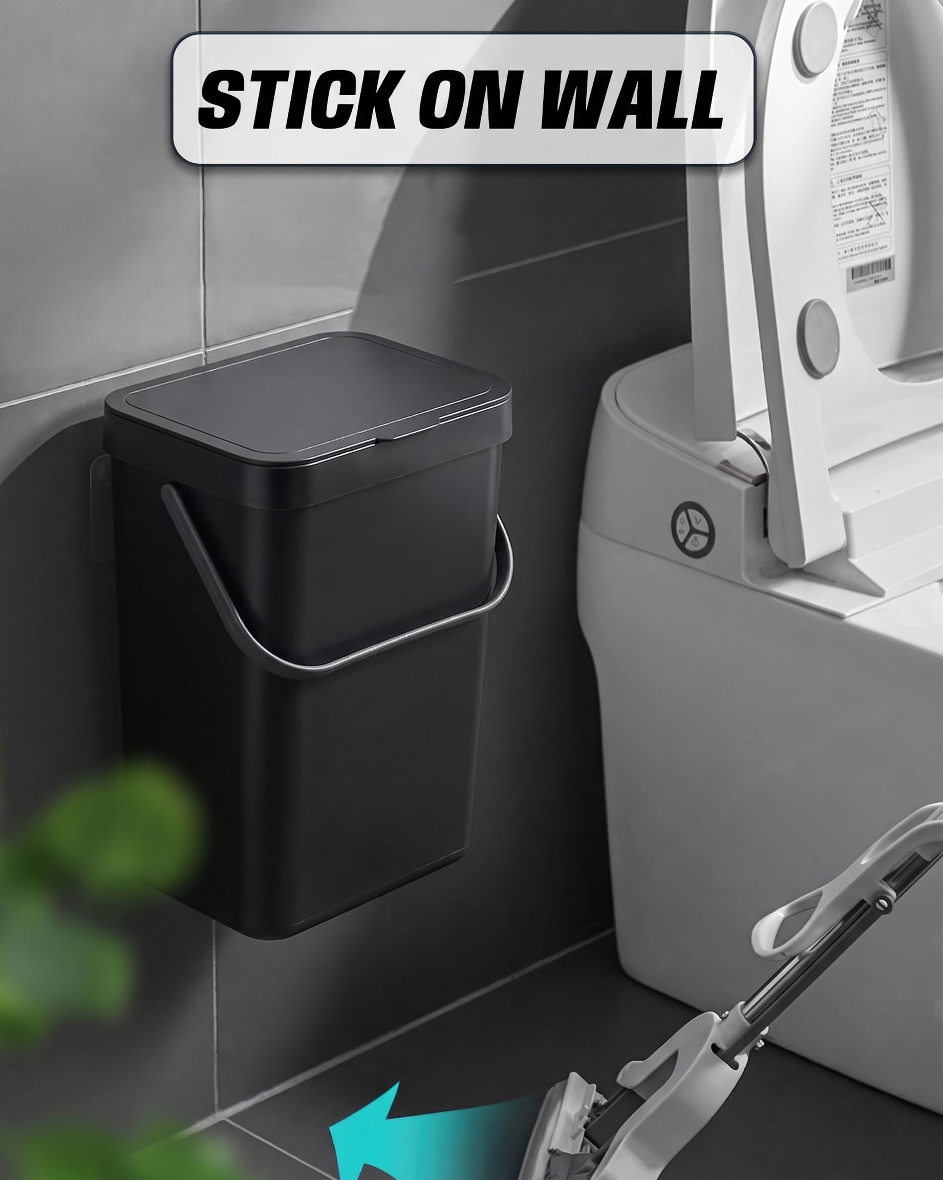 3.2 Gal Hanging Trash Can with Slide Lid