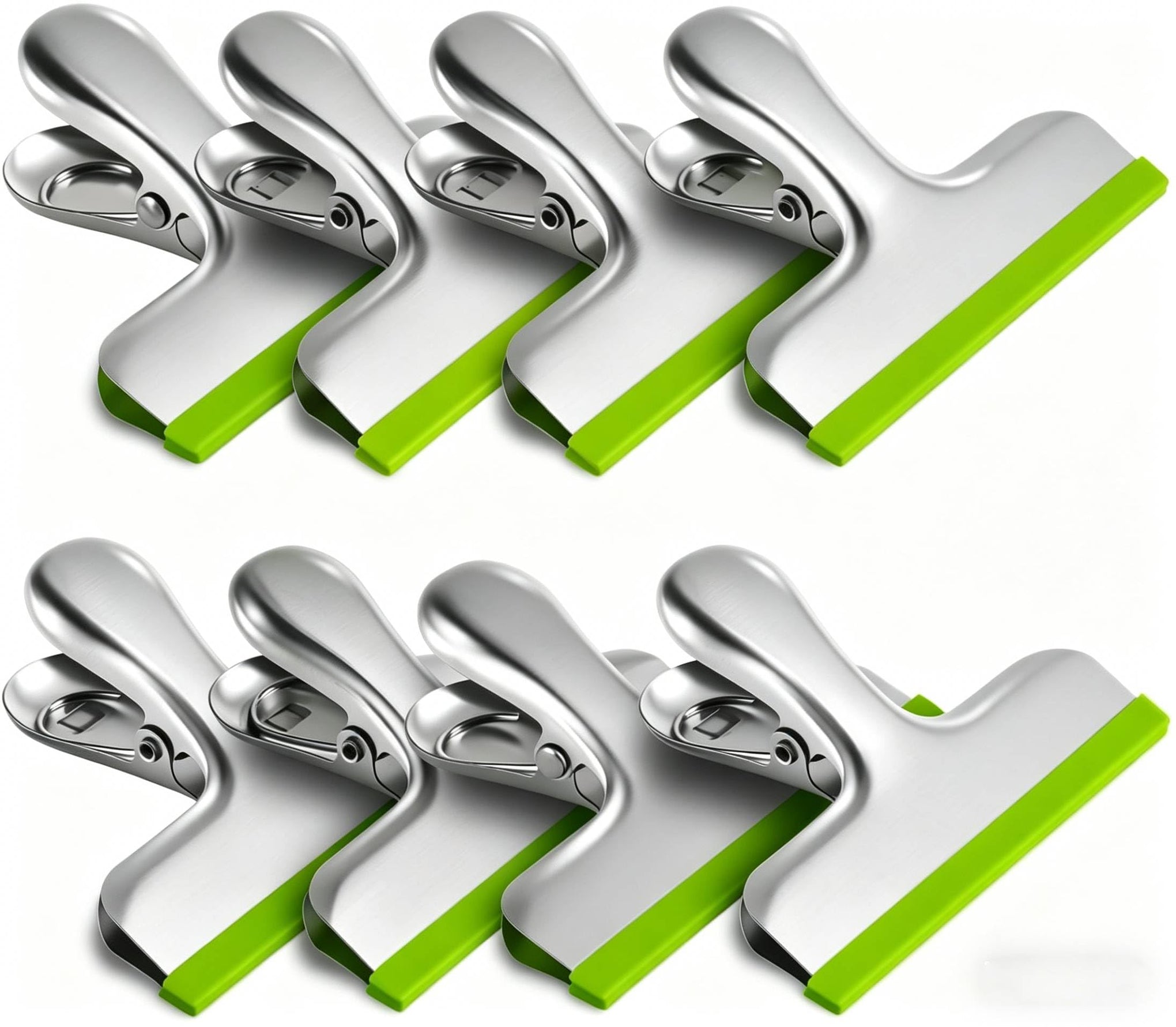 8 Pack Stainless Steel Chip Bag Clips Covered with Silicone