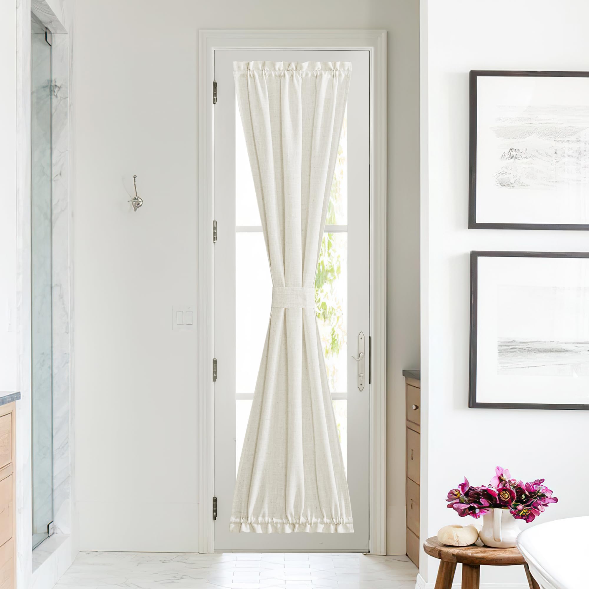 Linen Sheer Door Curtains for Kitchen Front Door