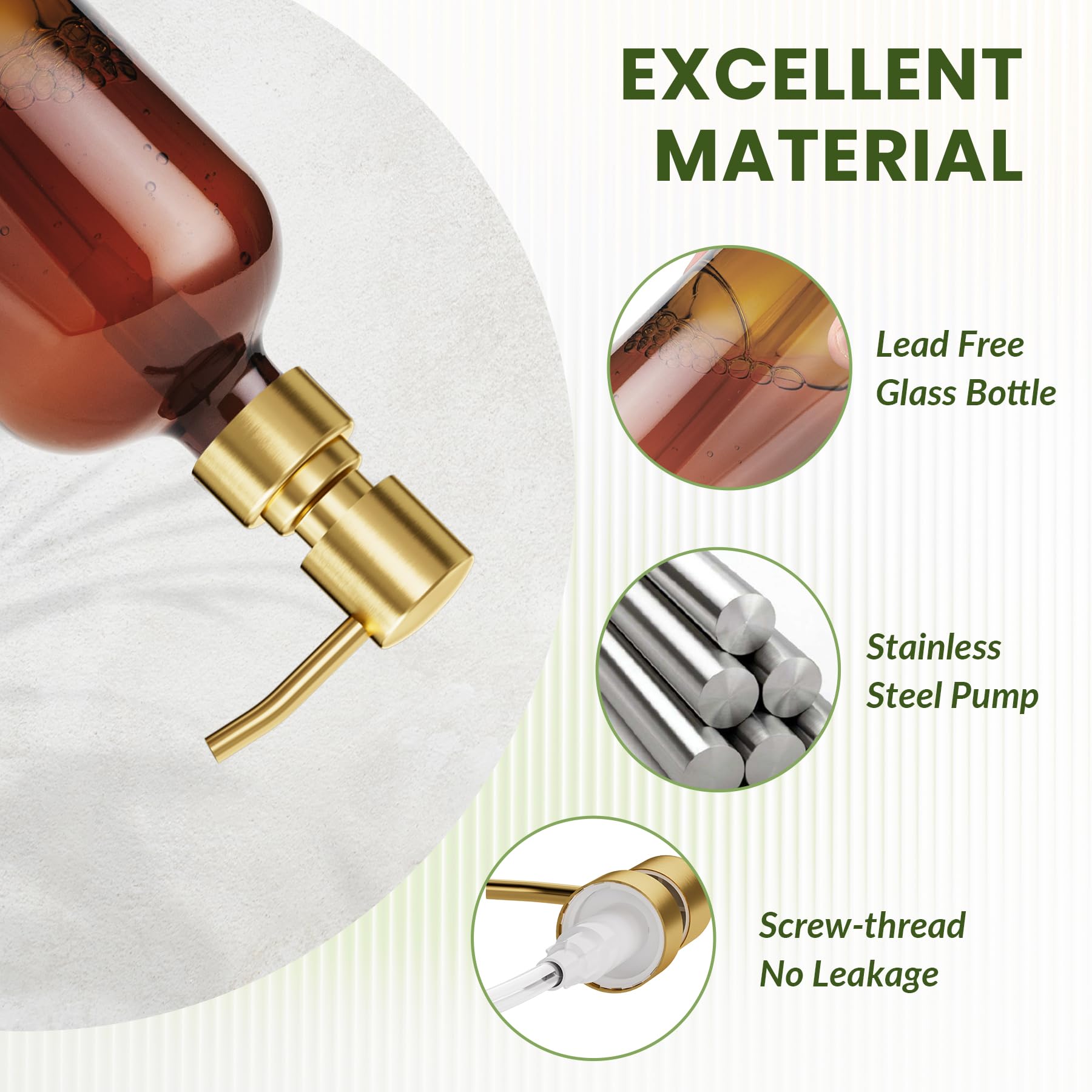 Amber Glass Soap Dispenser (2 Count)