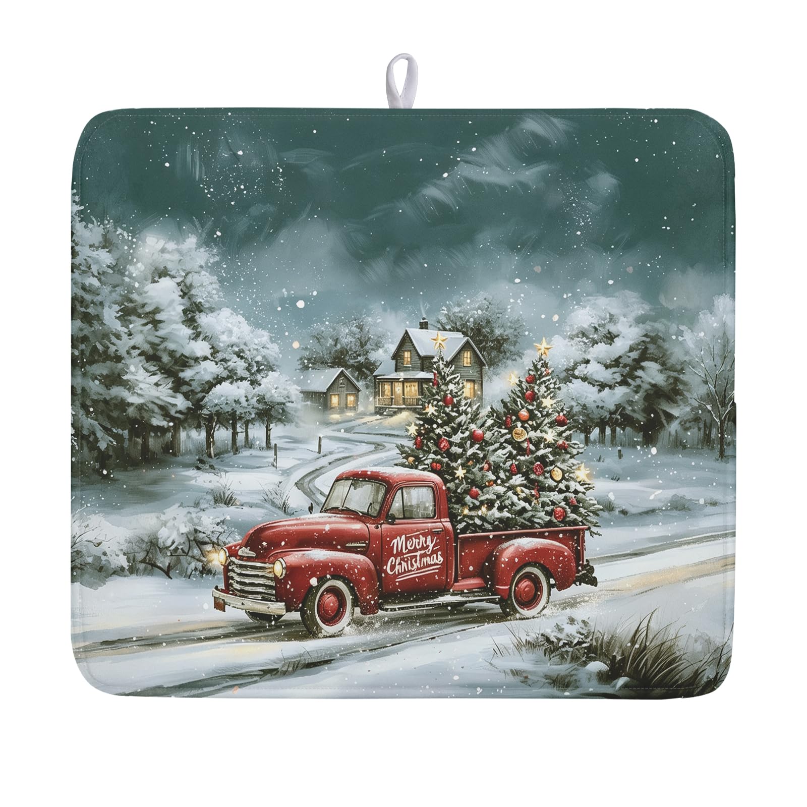 Merry Christmas Decorations Dish Drying Mat 16x18 Inch