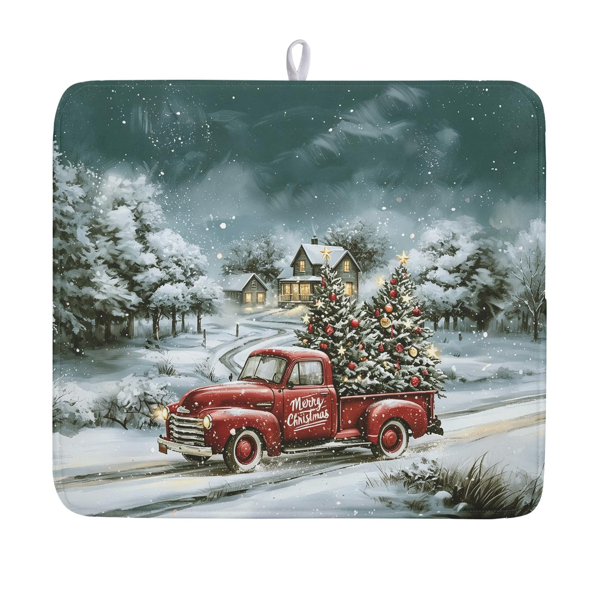 Merry Christmas Decorations Dish Drying Mat 16x18 Inch