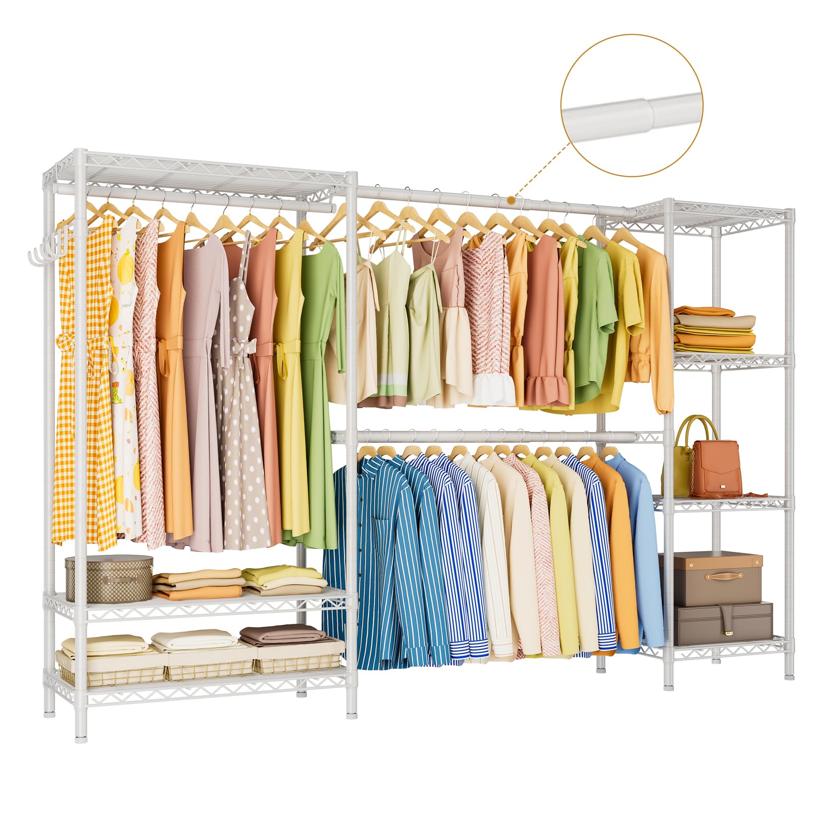 Heavy Duty Clothes Rack Metal Wardrobe with Adjustable Wire Shelves
