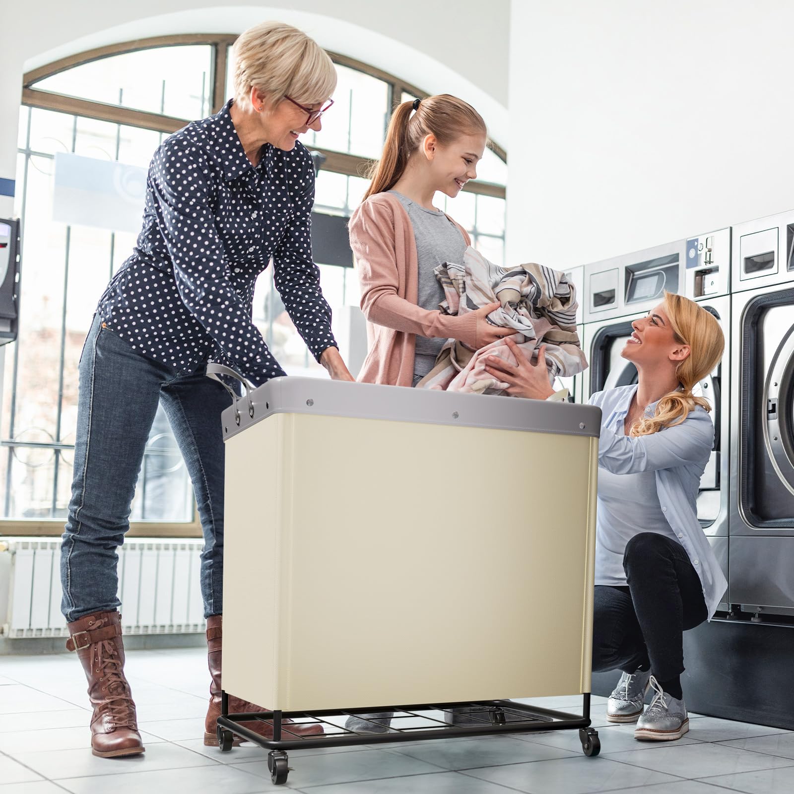 330L Heavy Duty Laundry Basket with Wheels and Handles