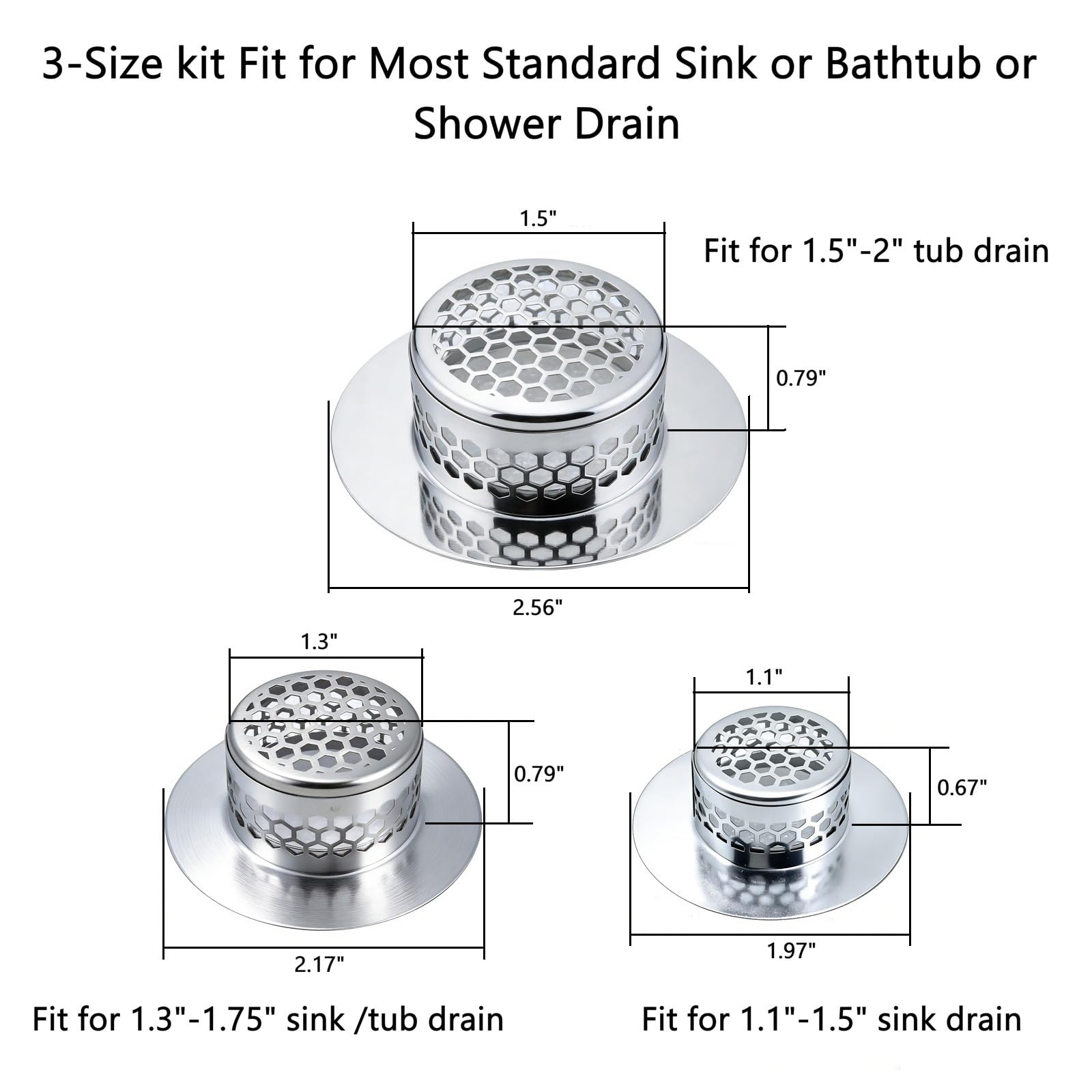 Bathroom Drain Strainers (3 Count)