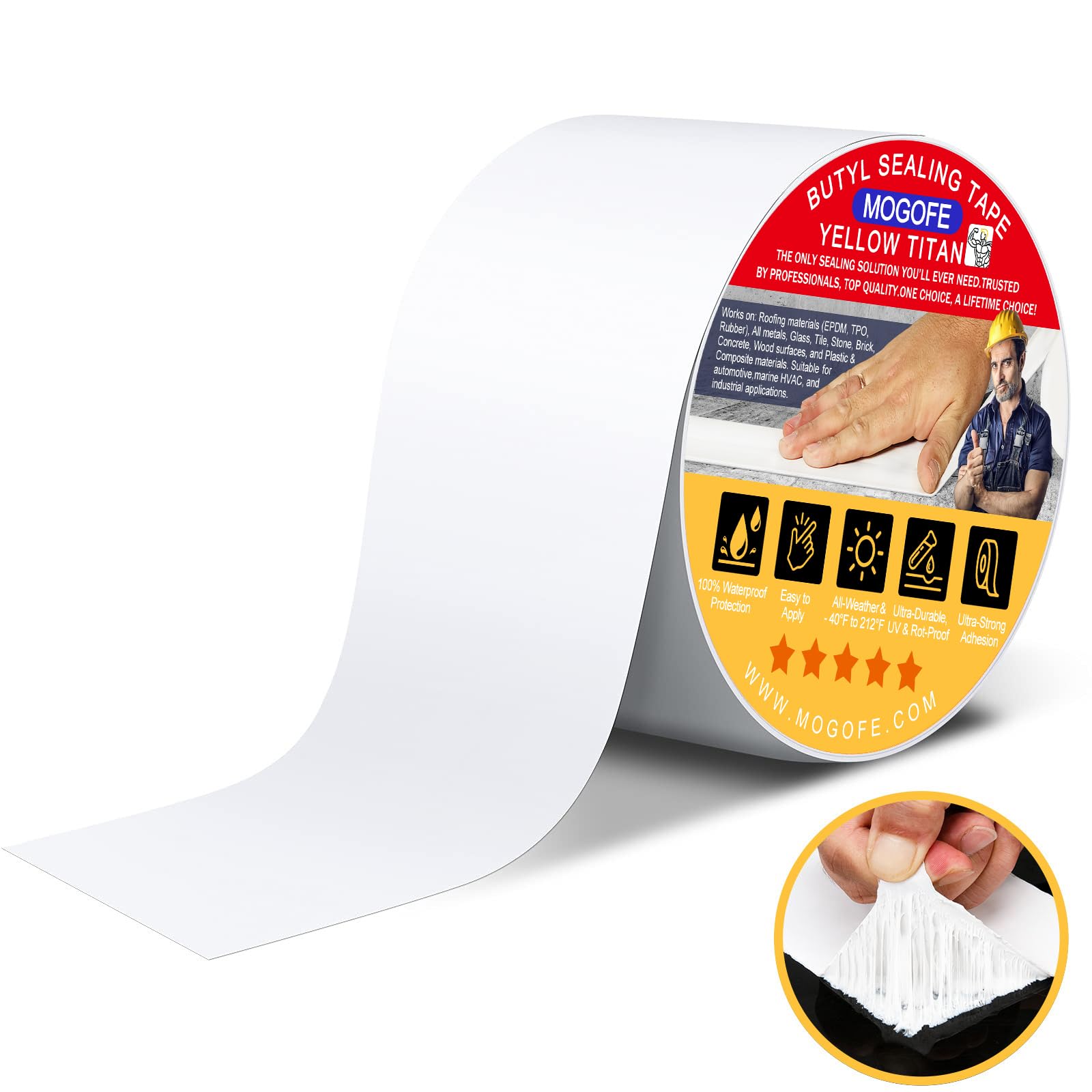 Yellow Titan RV Roof Sealant Tape White 2 in x 50 ft Waterproof Tape