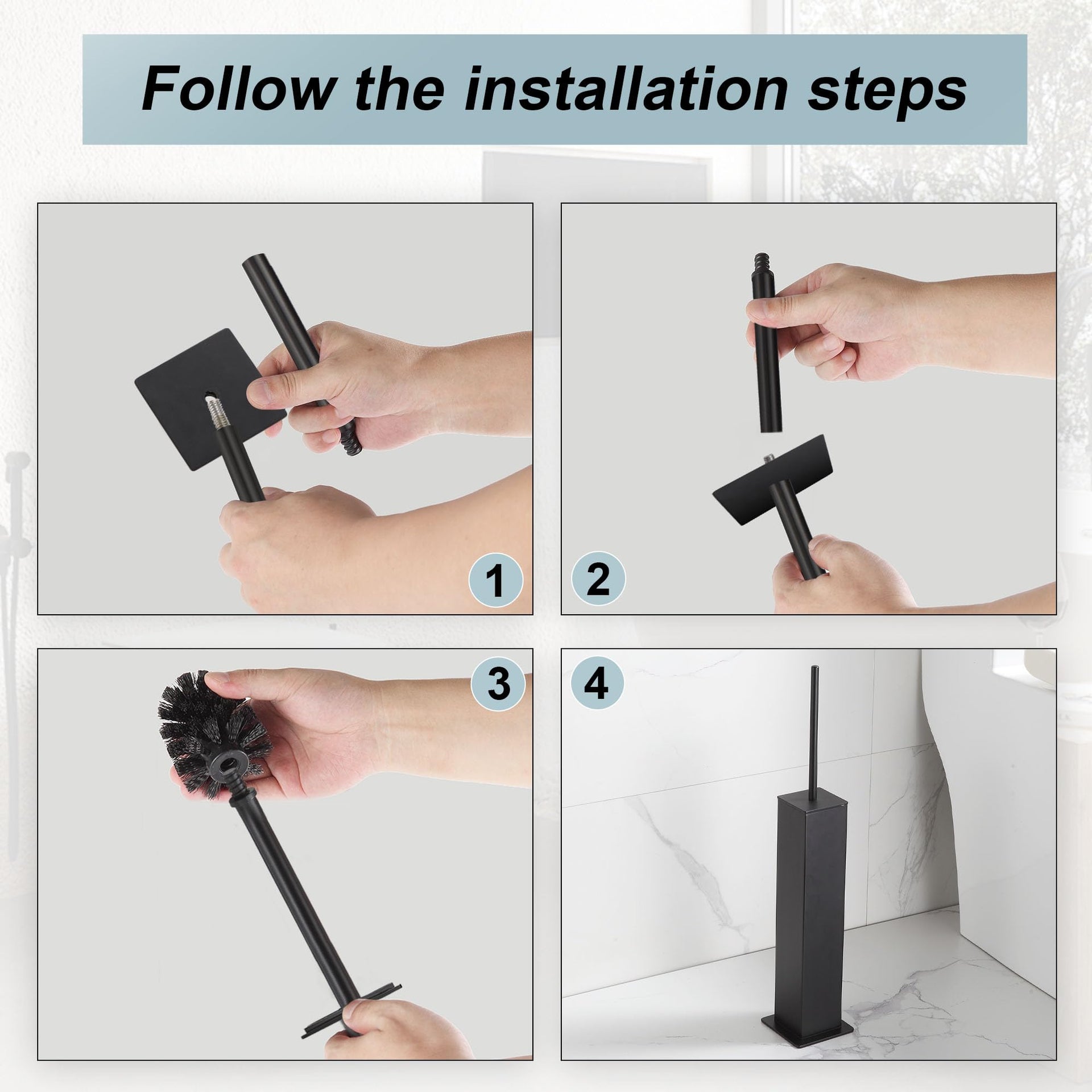 Black Toilet Brush and Holder