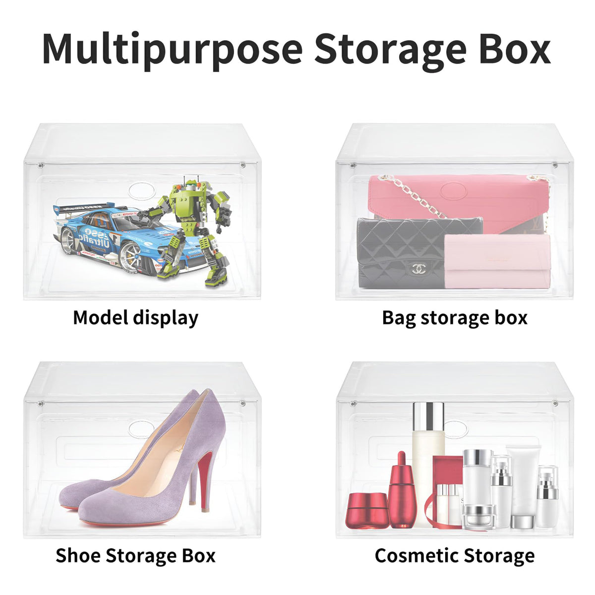 Large Clear Plastic Stackable Shoe Boxes 8 (8 Count)