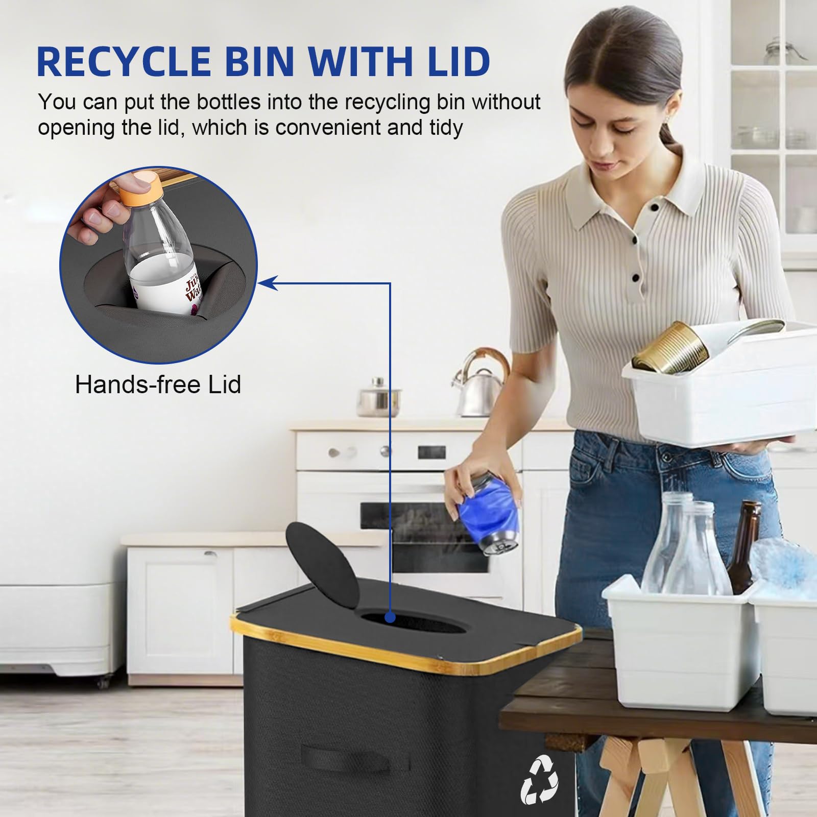 26 Gallon Kitchen Recycling Bin with Lid