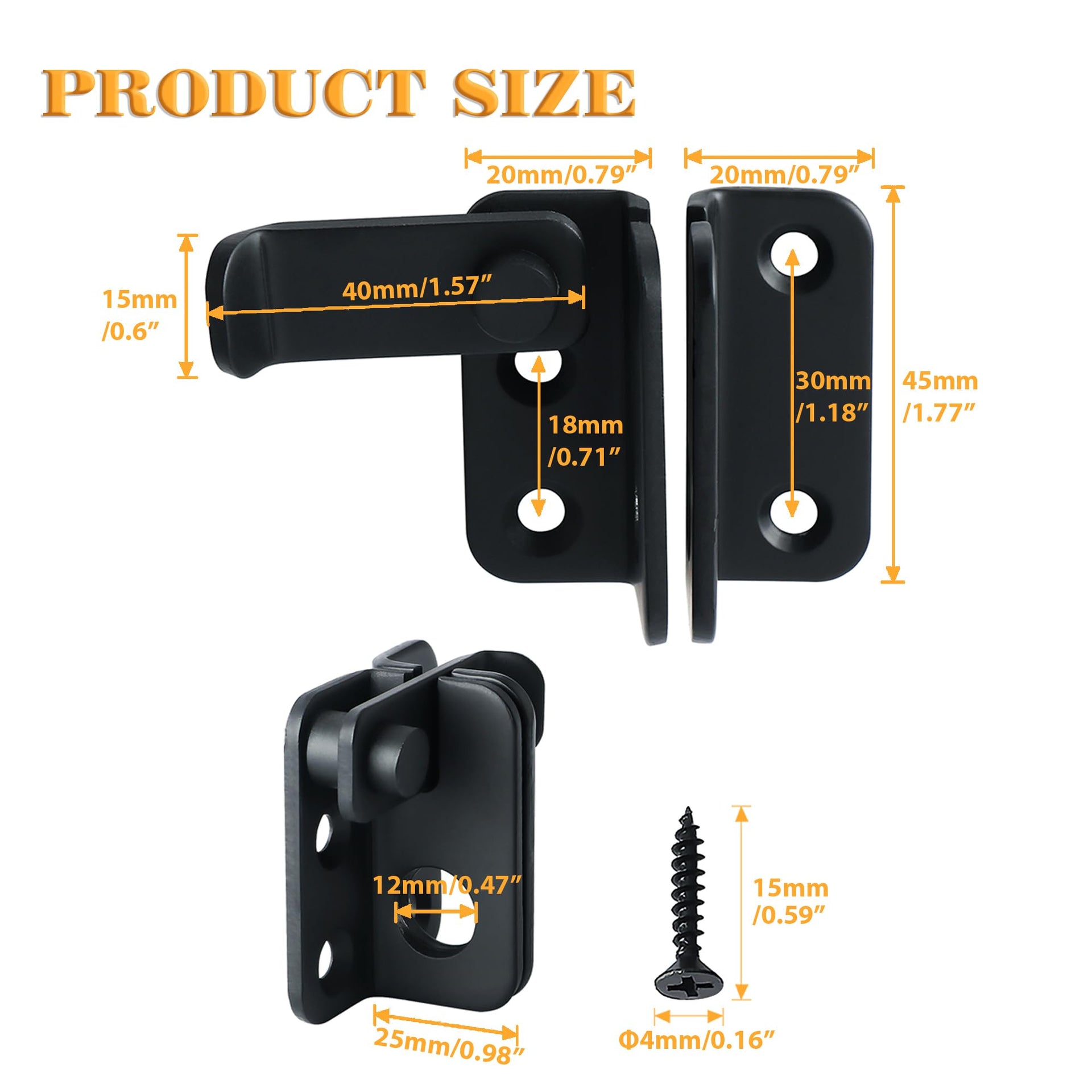 Black Flip Latch Gate Latch