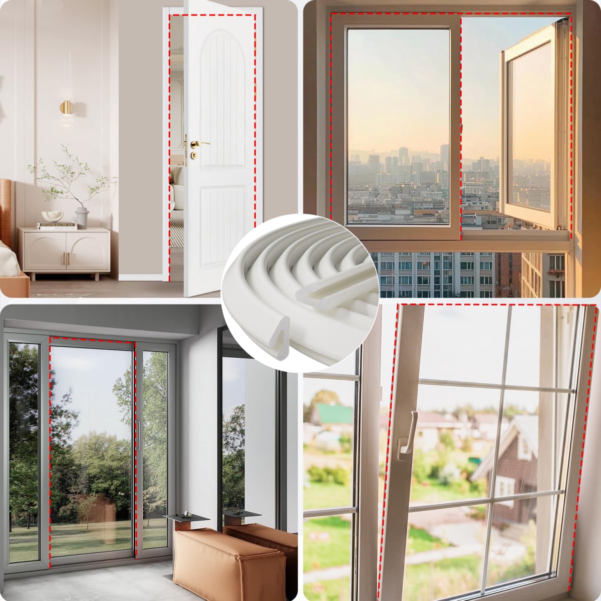 V Shape Thin Foam Weather Stripping Door Frame Seal Strip 2Pcs×26FT White (52 Foot)