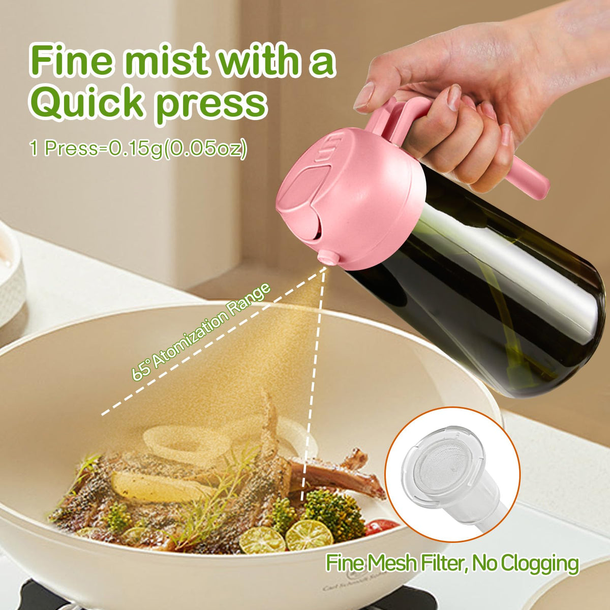 16oz 470ml Dark Green Oil Sprayer for Cooking with Stickers