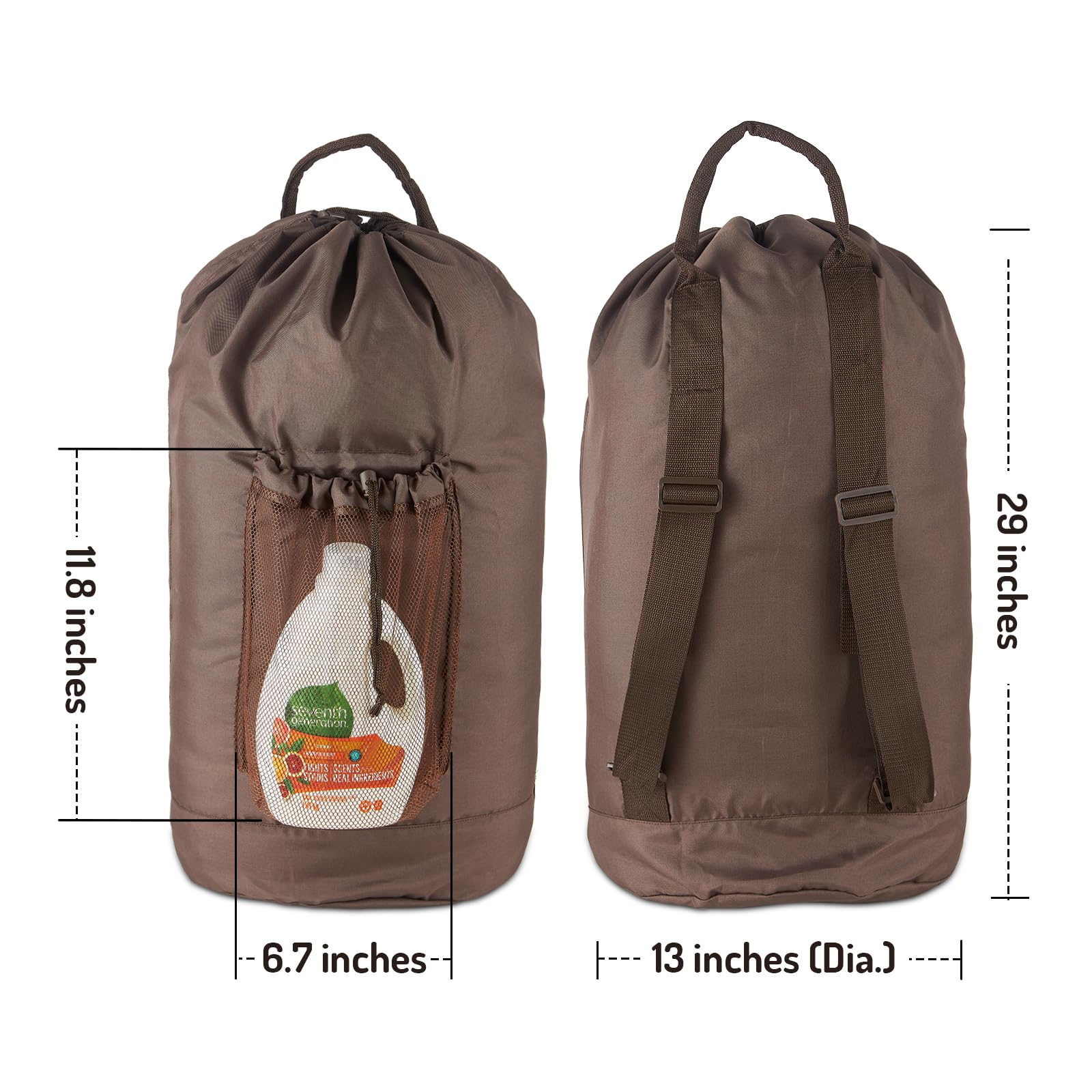 Large Laundry Backpack Bag with Detergent Holder and Adjustable Shoulder Straps