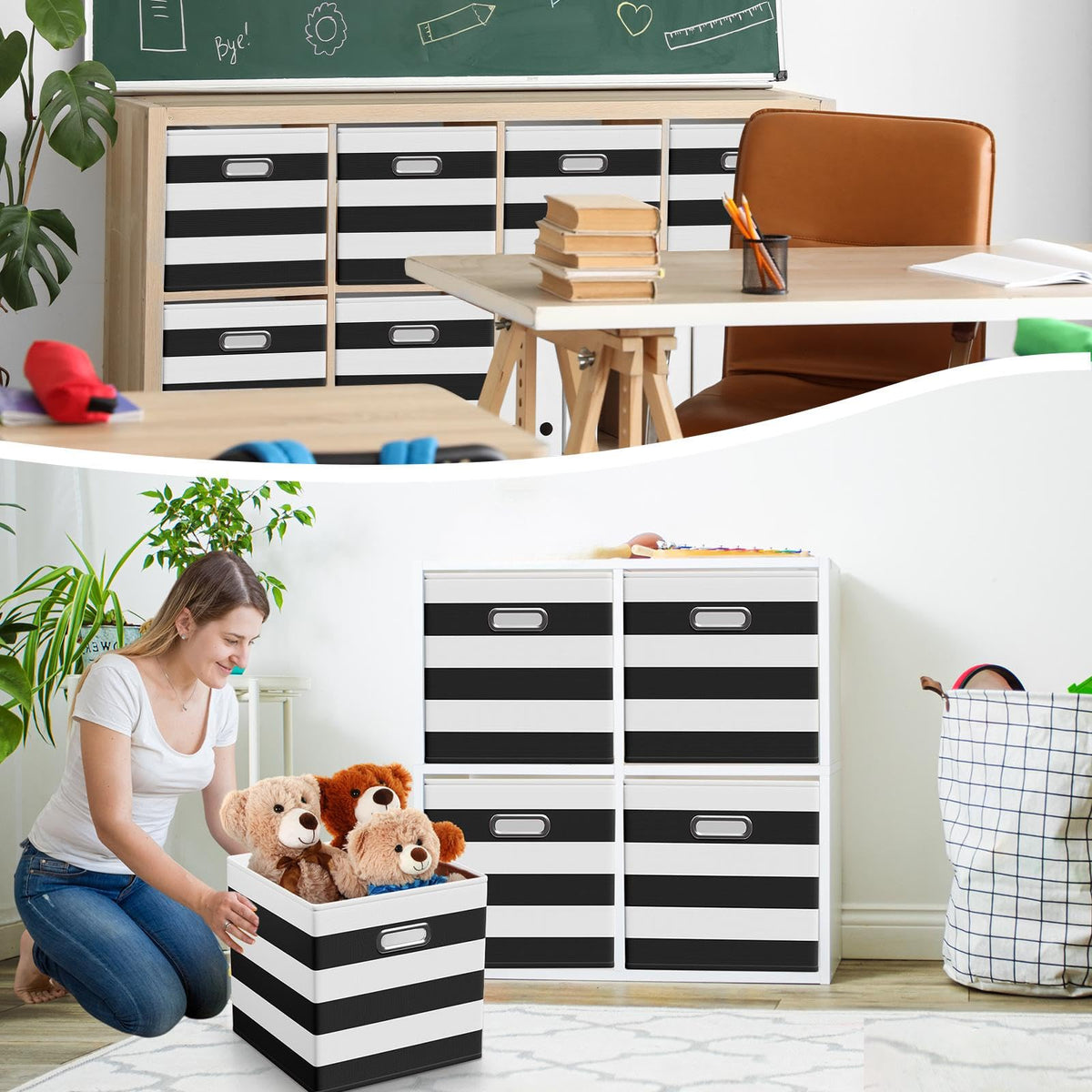11 Inch 6 Pack Fabric Storage Cubes with Metal Handles (6 Count)