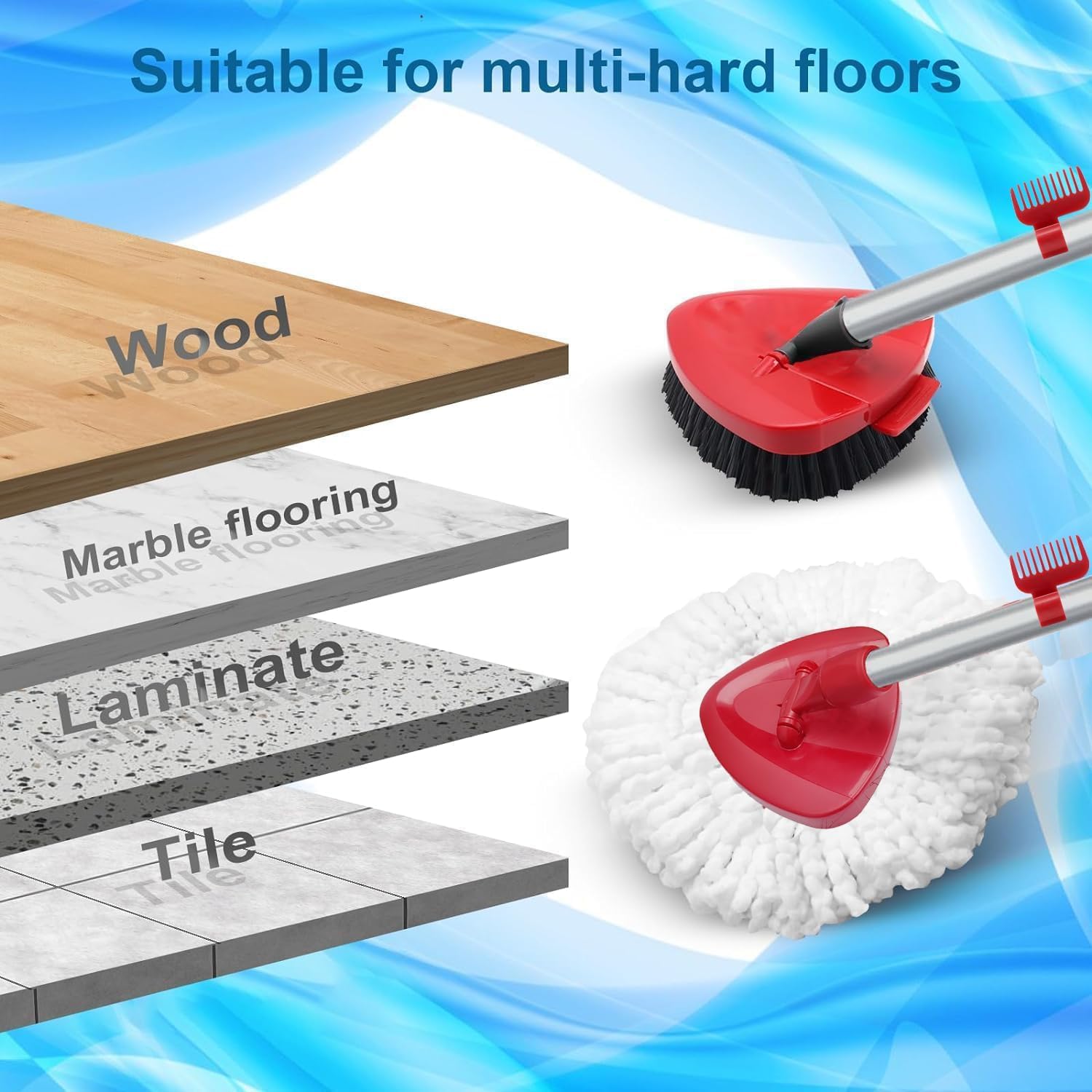 2 Pack Spin Mop Heads Replacement Compatible with O Cedar EasyWring 1Tank