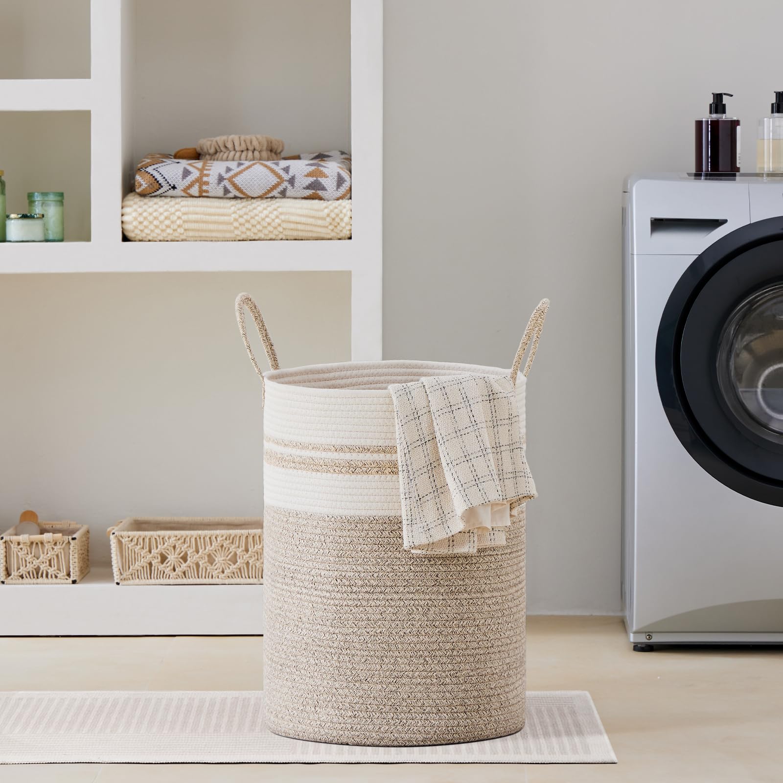 58L Tall Woven Laundry Basket Hamper