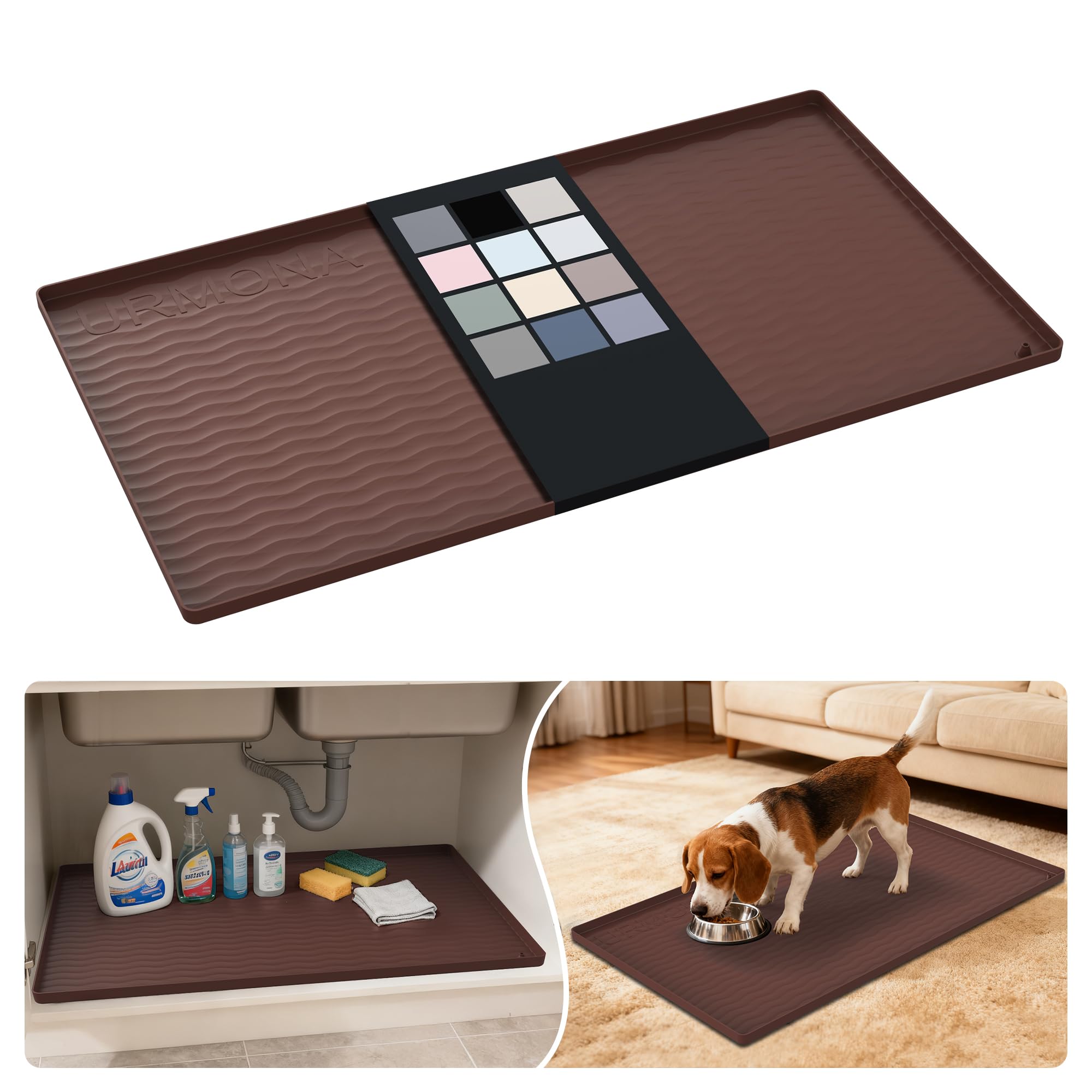 Waterproof Silicone Under Sink Mat 34'' x 19'' Shelf Liner for Kitchen and Bathroom