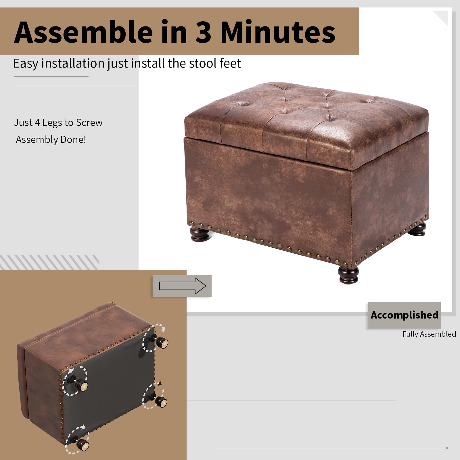 Leather Storage Ottoman
