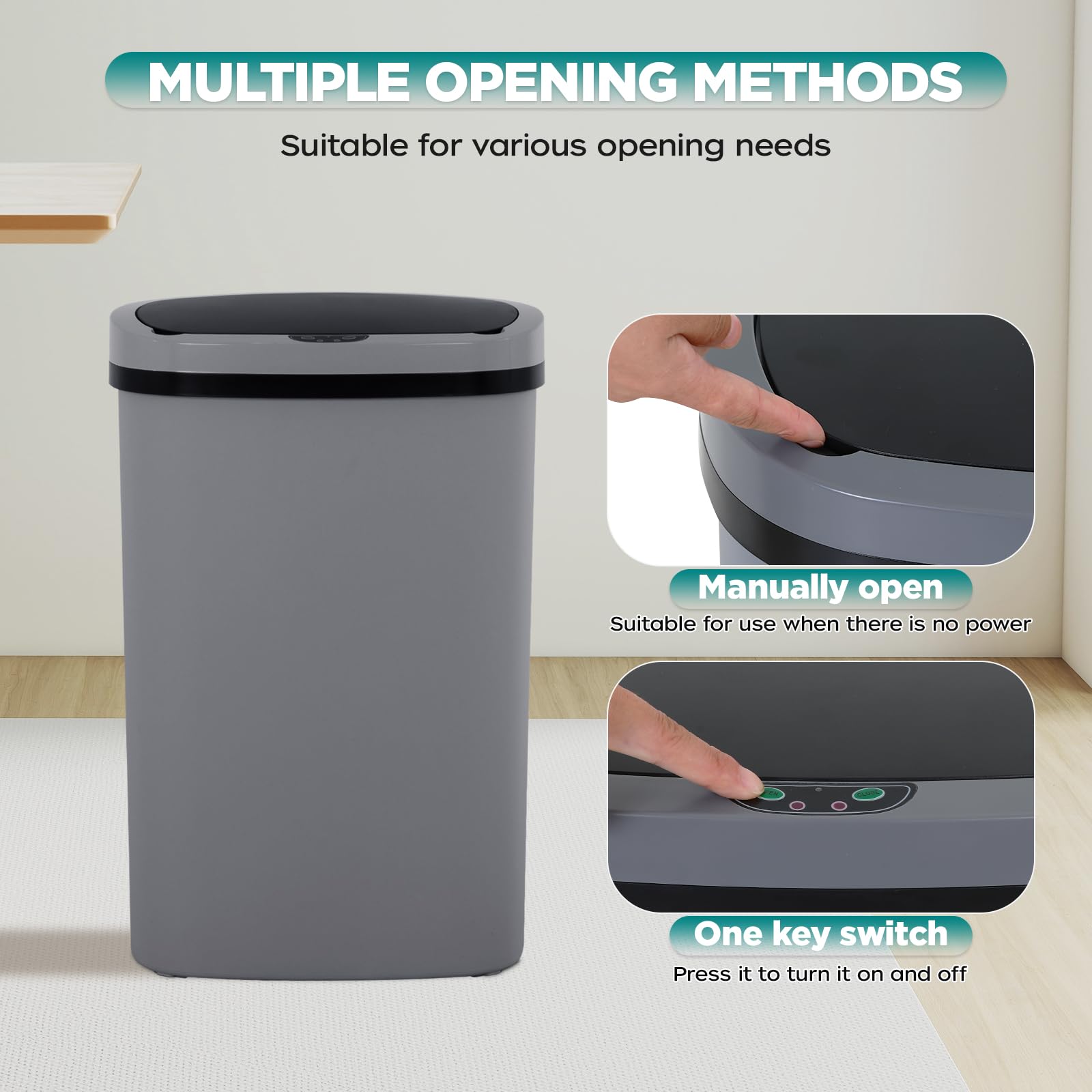 Automatic Motion Sensor Bathroom Trash Can with Lid