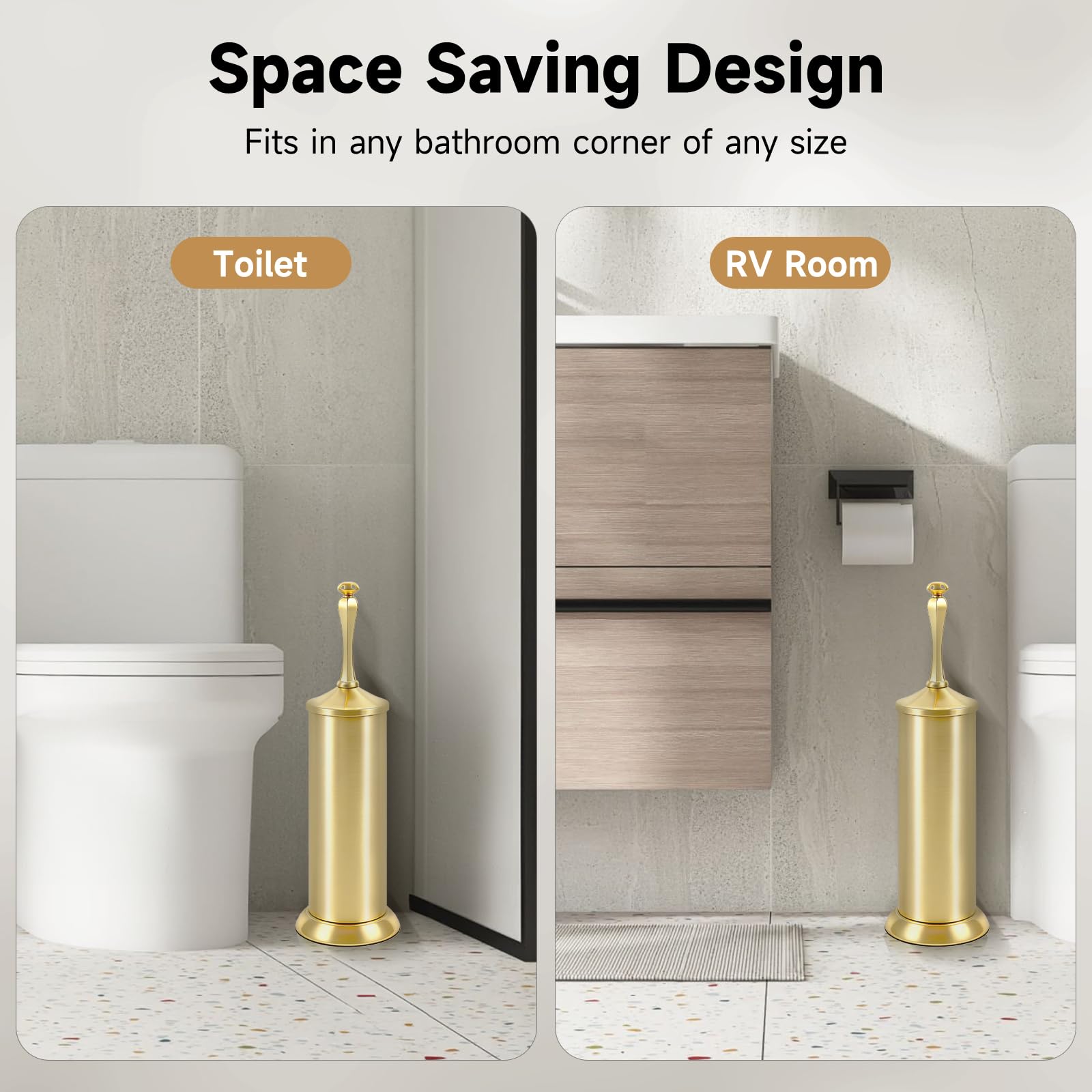 Brushed Gold Toilet Brush and Holder