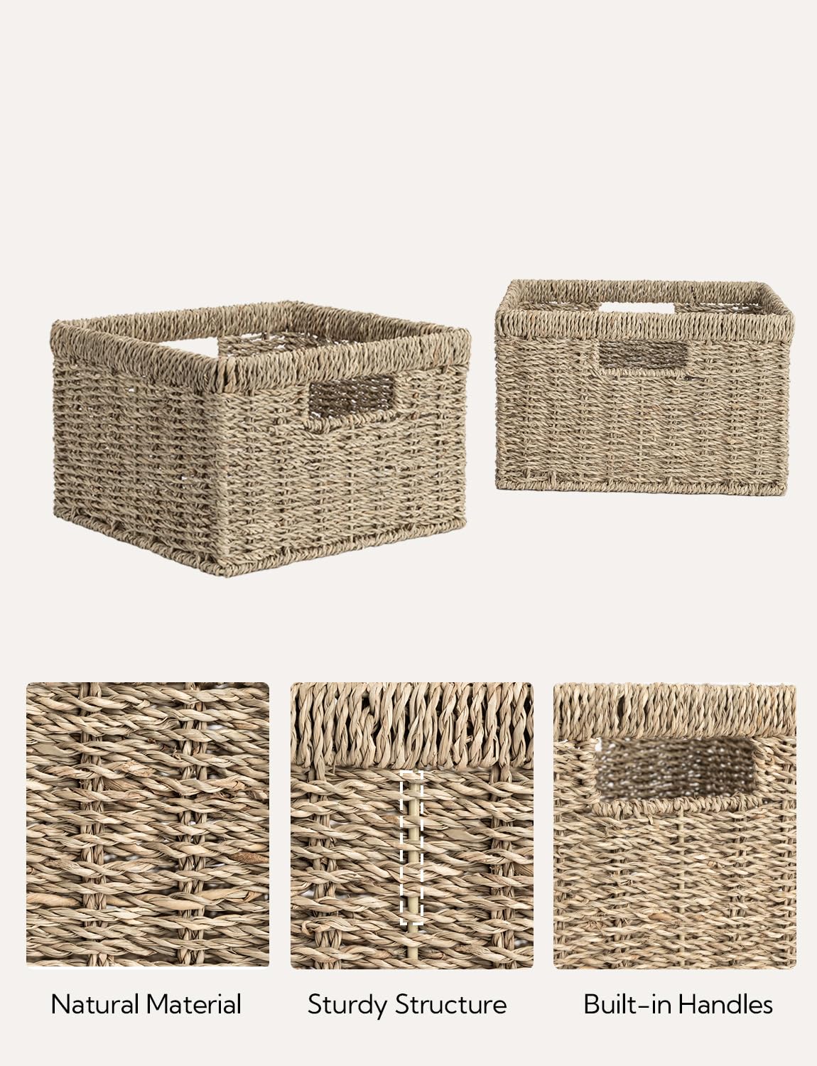 Wicker Storage Baskets for Shelves (2 Count)
