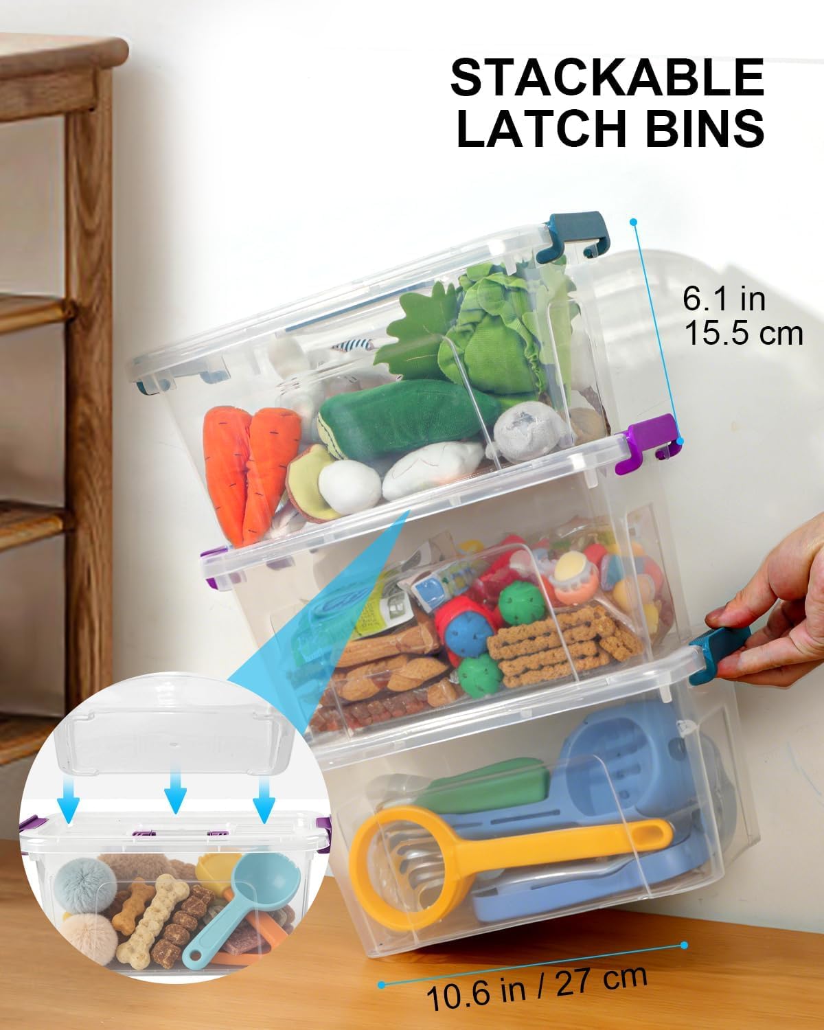 Plastic Storage Bins with Lids 6 Pack (6 Count)