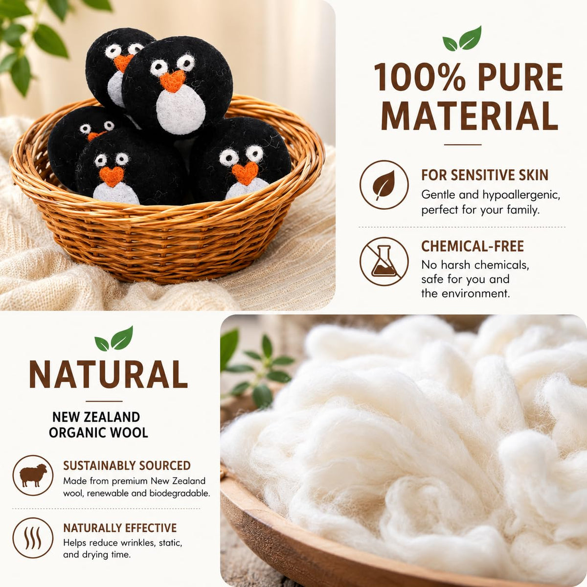 6 Pack Wool Dryer Balls (6 Count)