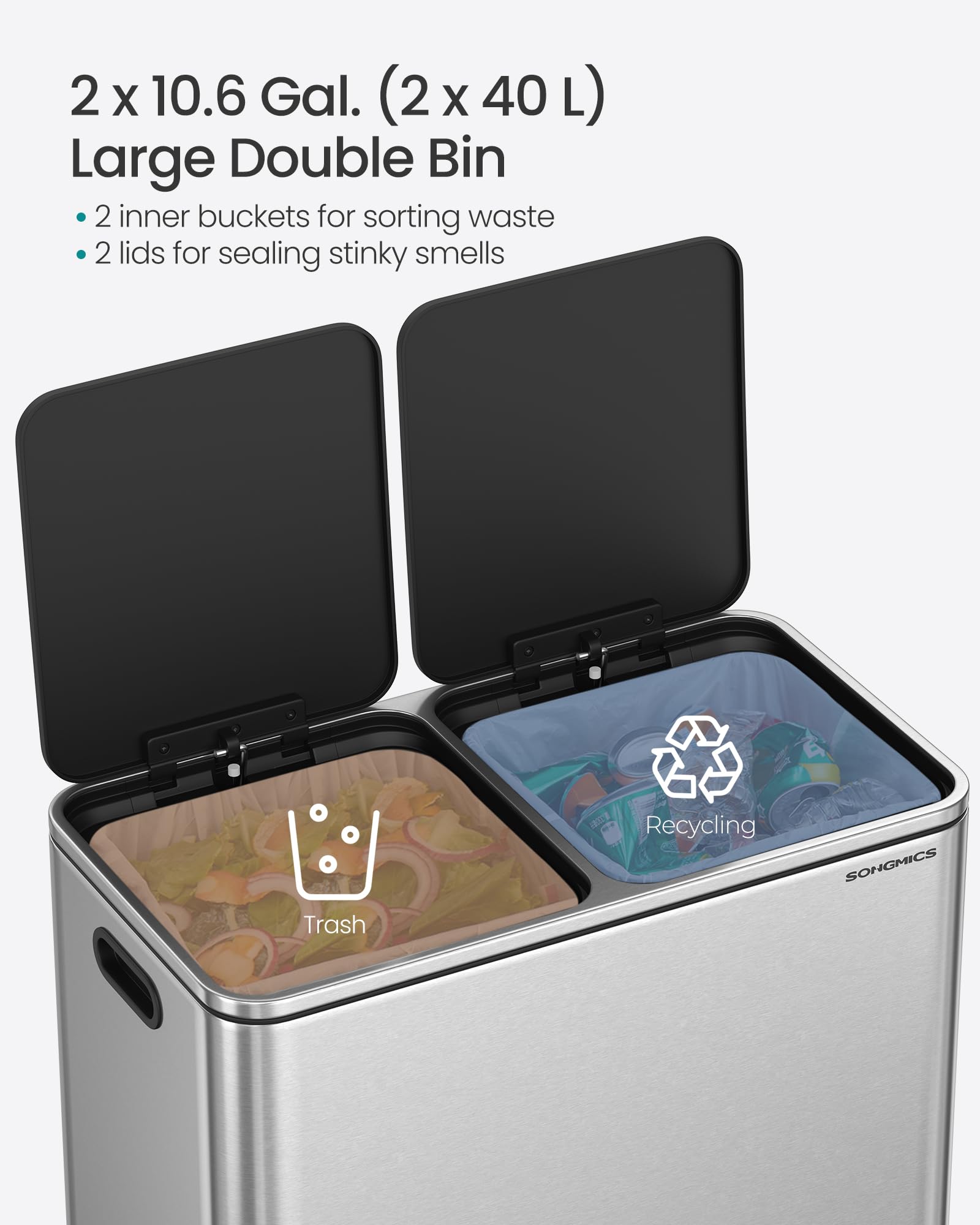 Trash Can 2 x 10.6 Gallon