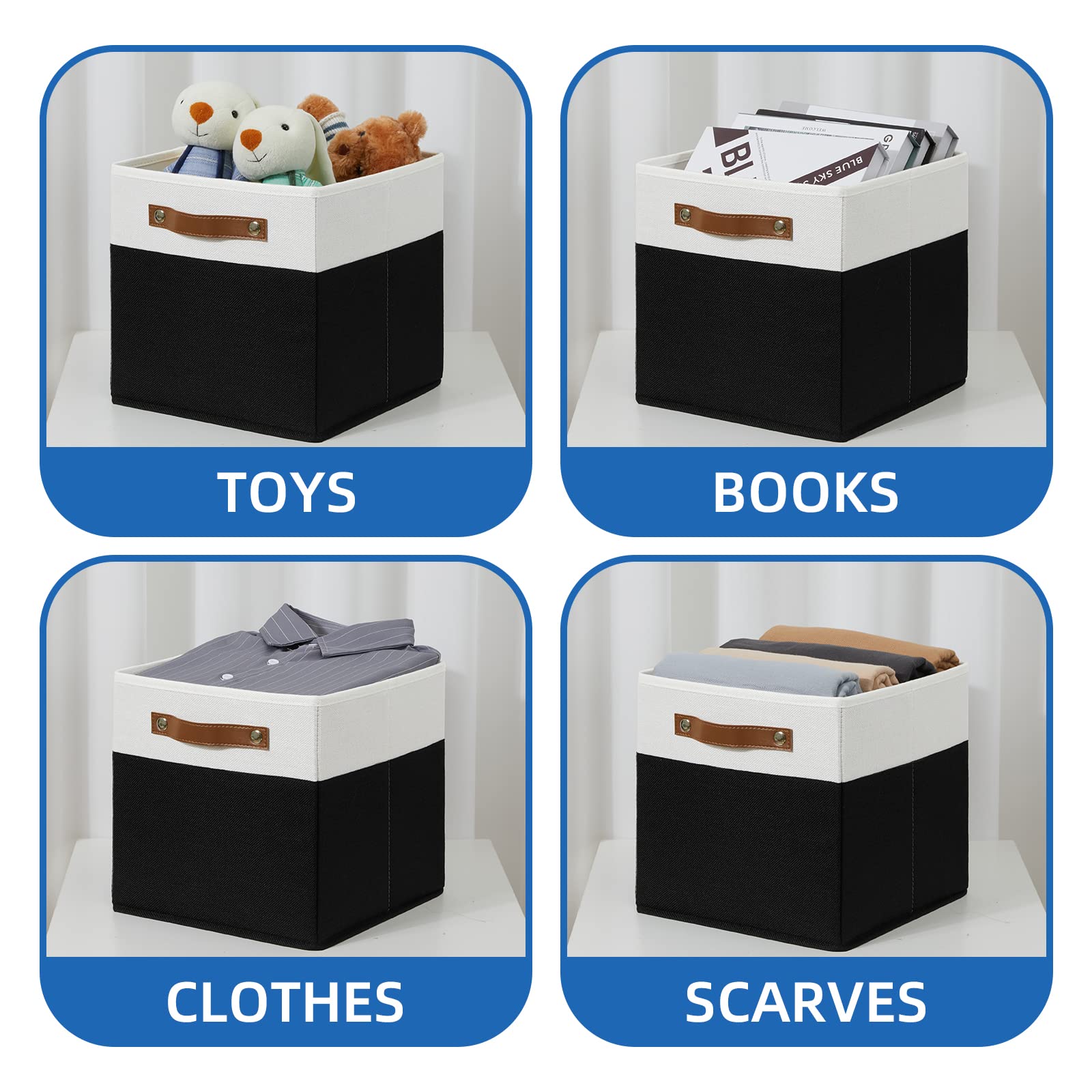 11 inch Cube Storage Bin 4 Pack Fabric Storage Cubes for Home