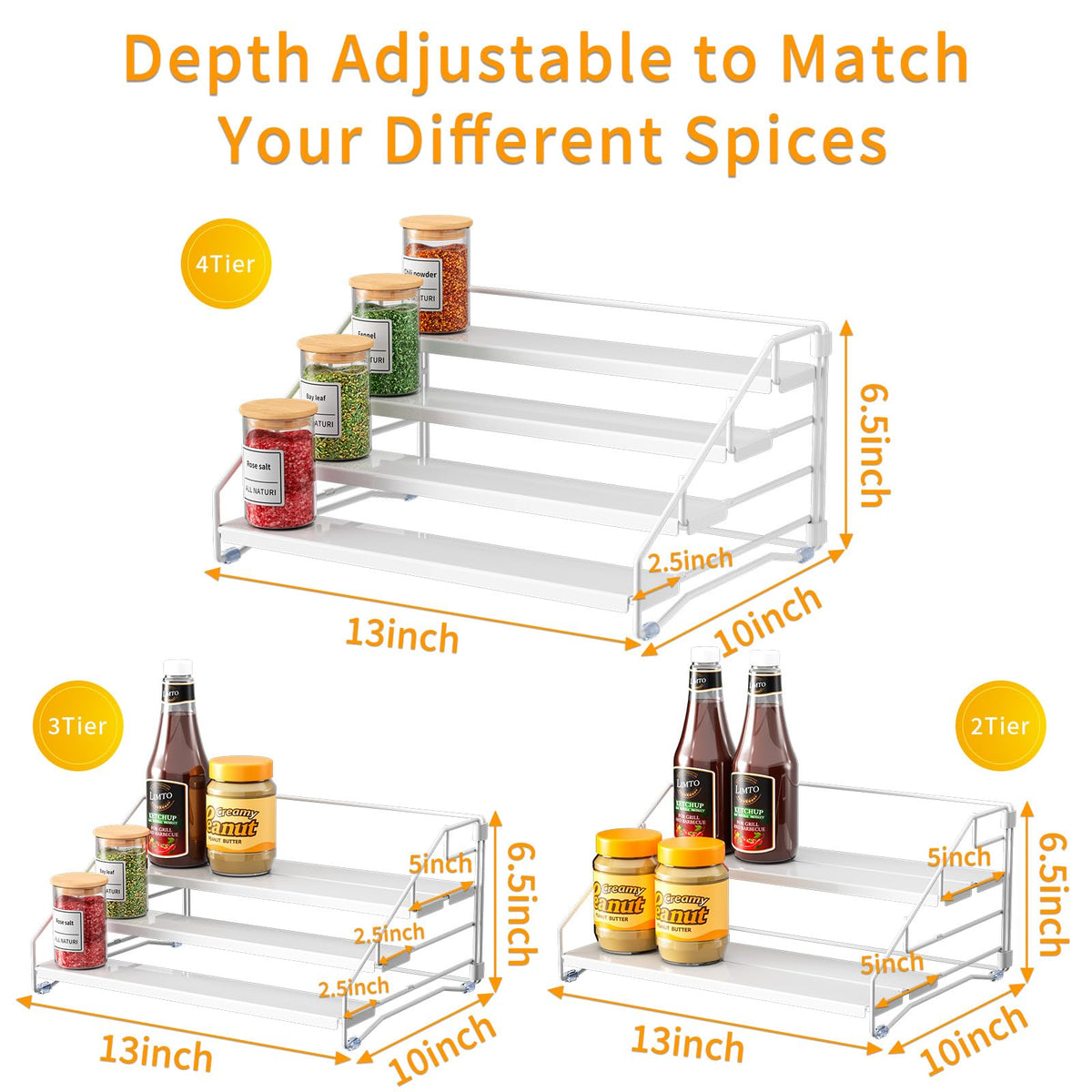 2 Pack Spice Rack Organizer for Cabinet