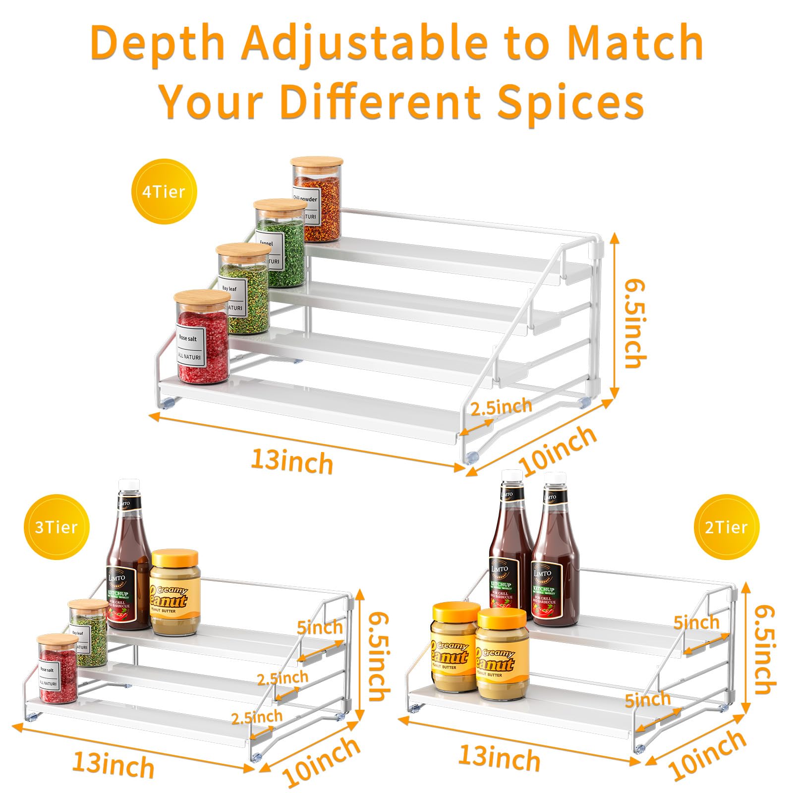 2 Pack Spice Rack Organizer for Cabinet