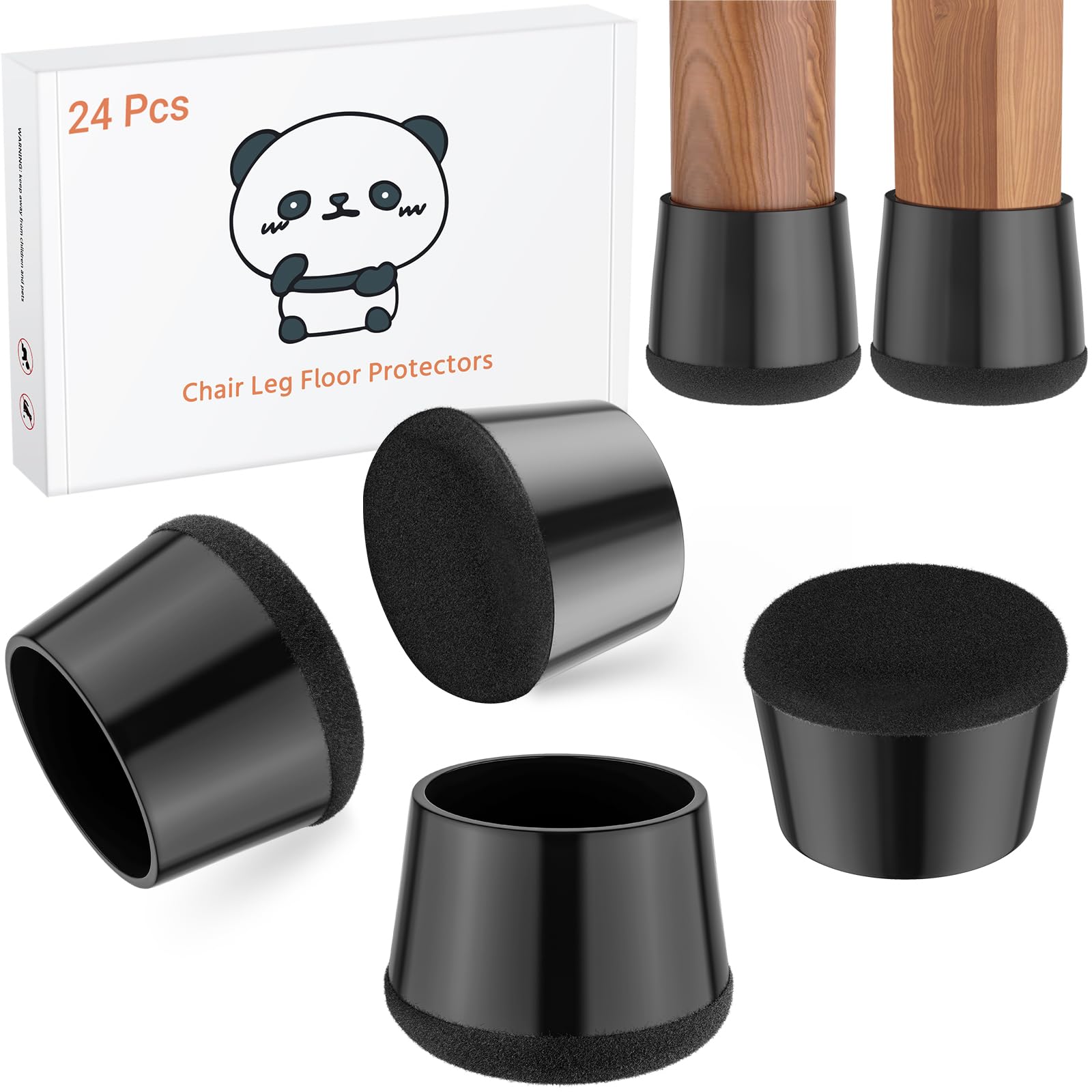 24 PCS Silicone Chair Leg Floor Protectors Medium Fit (24 Count)