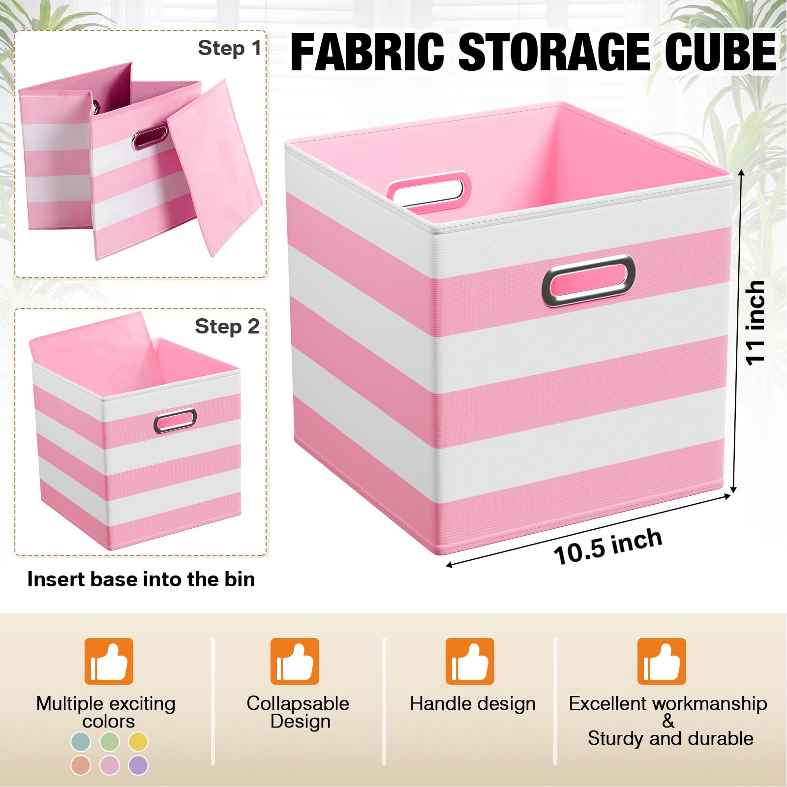 11 Inch 6 Pack Fabric Storage Cubes with Metal Handles (6 Count)