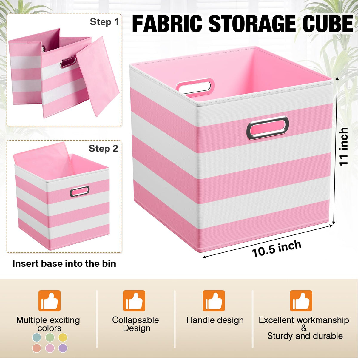 11 Inch 6 Pack Fabric Storage Cubes with Metal Handles (6 Count)
