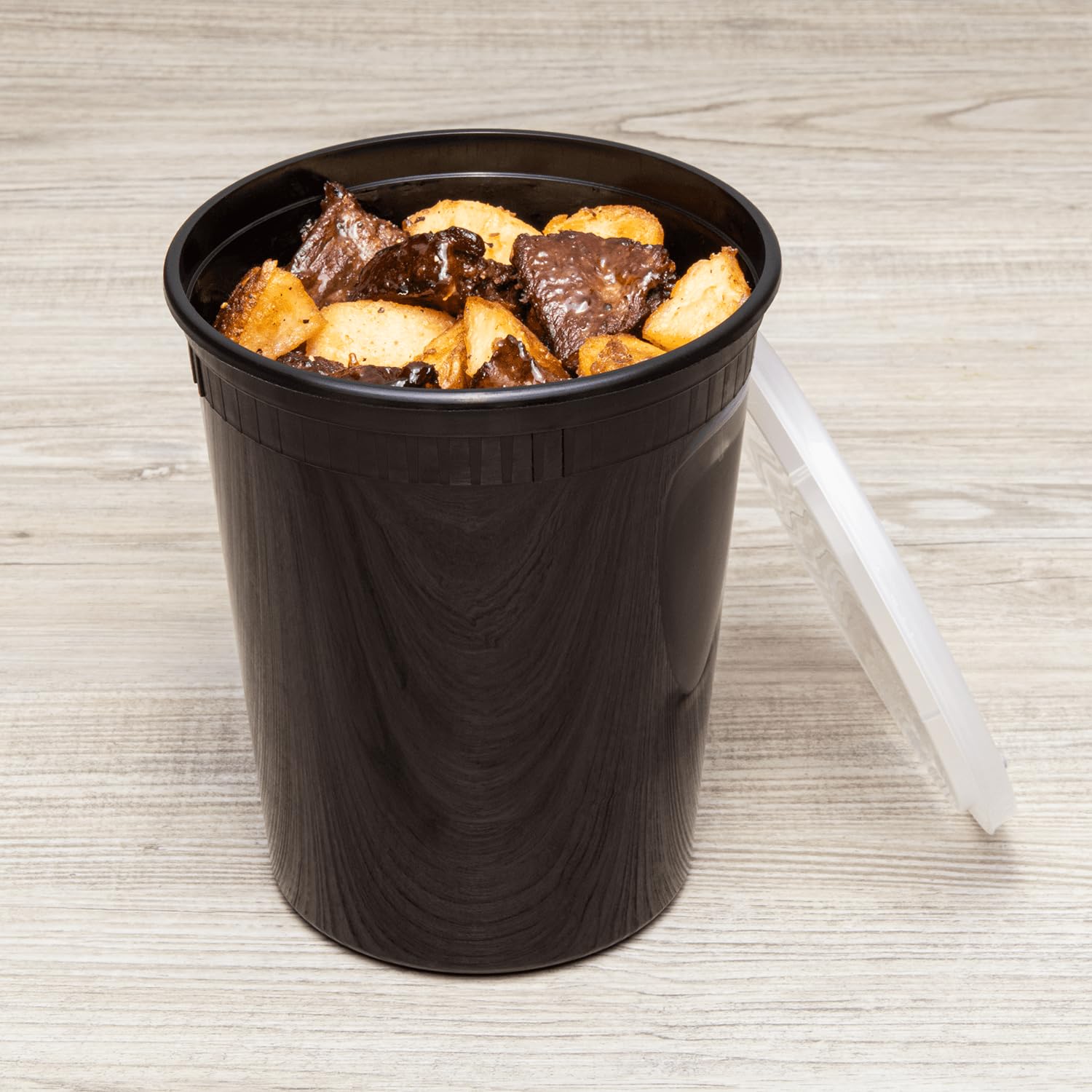 32oz 240 ct Black PP Injection Molded Round Deli Containers with Lids (240 Count)