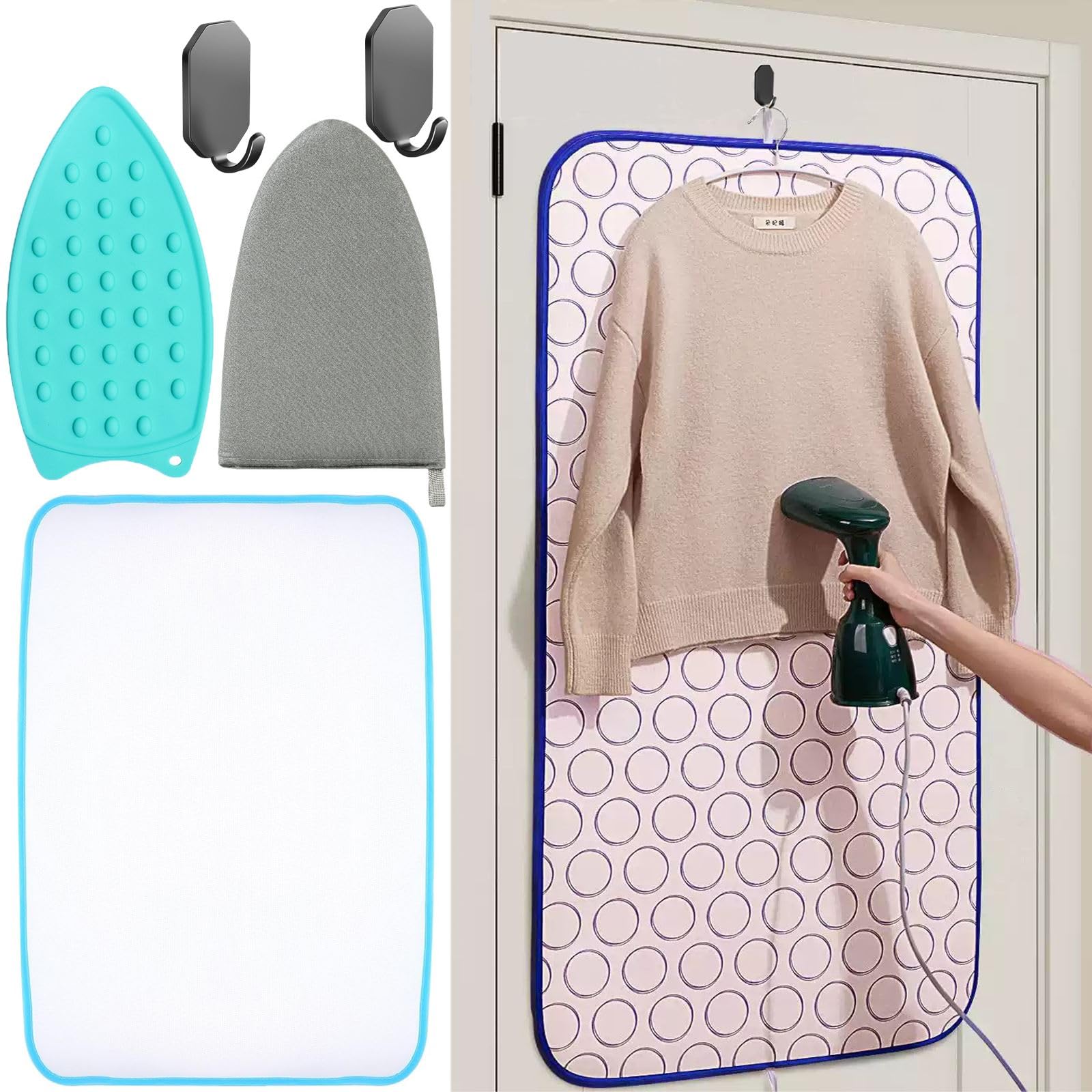 Portable Ironing Mat for Table Top Iron Pad for Countertop Thick Ironing Blanket Over the Door Steamer Pad Washer Dryer Heat Resistant Mat Travel Ironing Board
