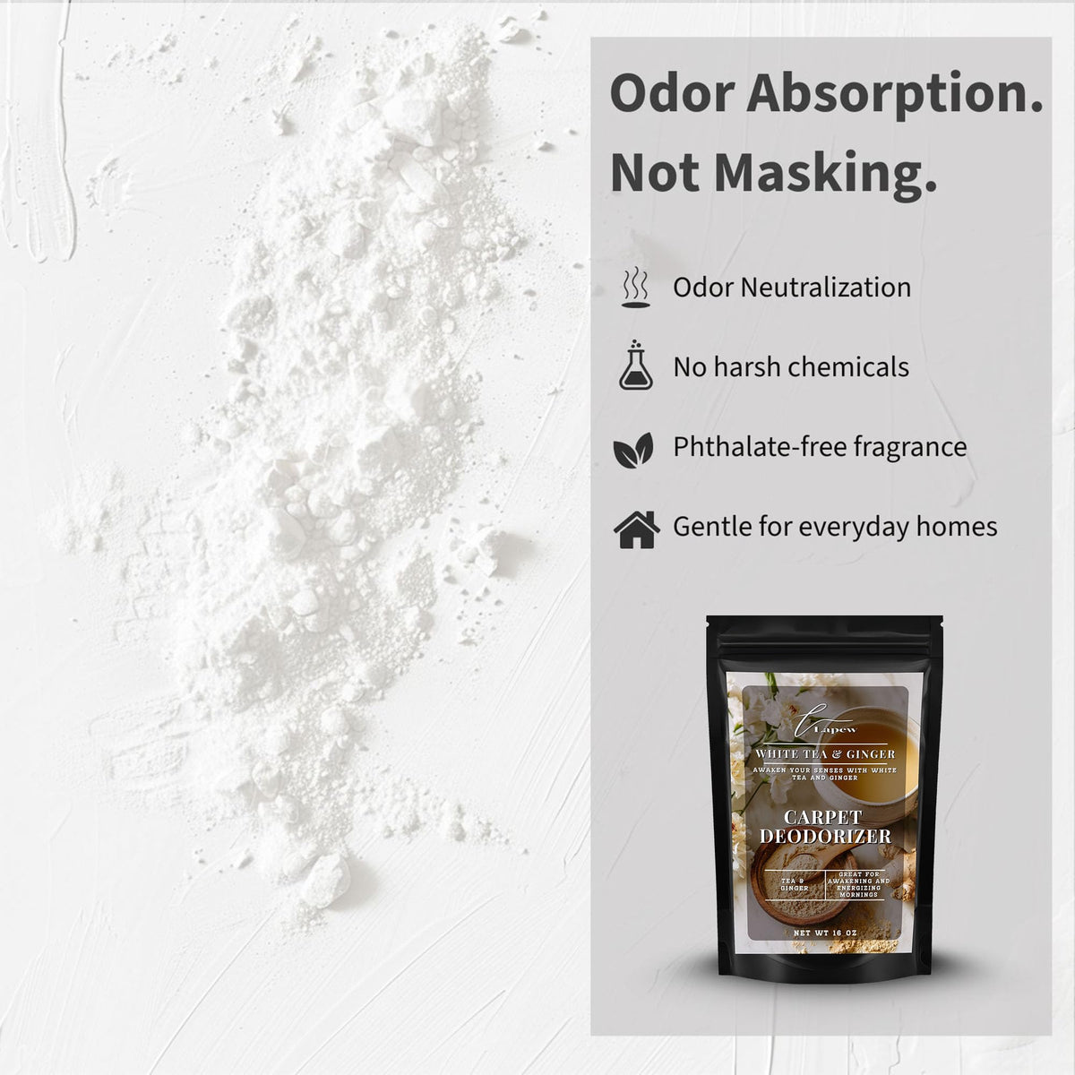 White Tea & Ginger Carpet Deodorizer Powder (16 Ounce)