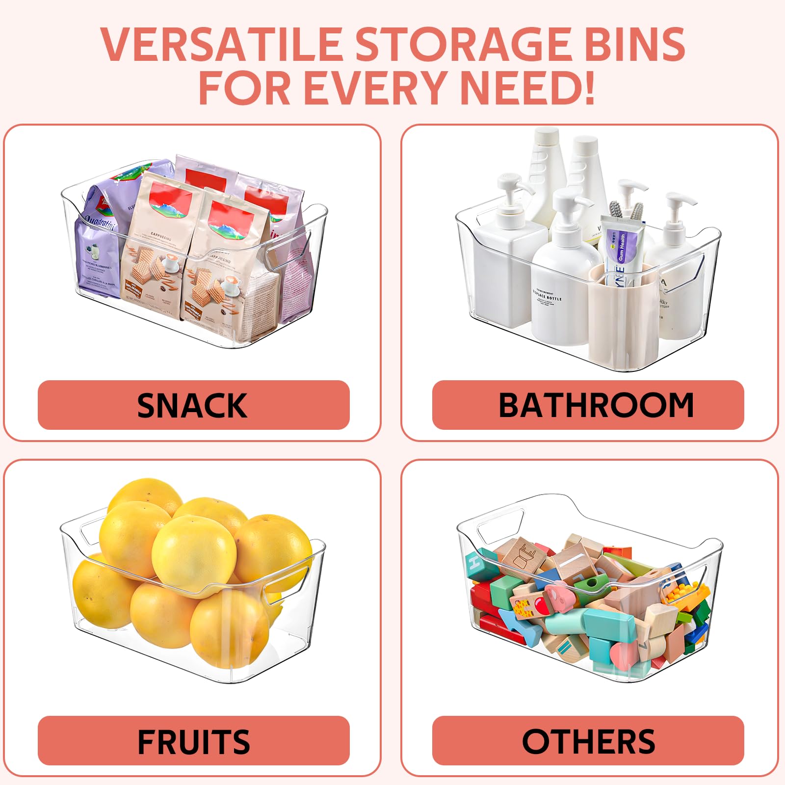 Clear Plastic Storage Bins (12 Count)
