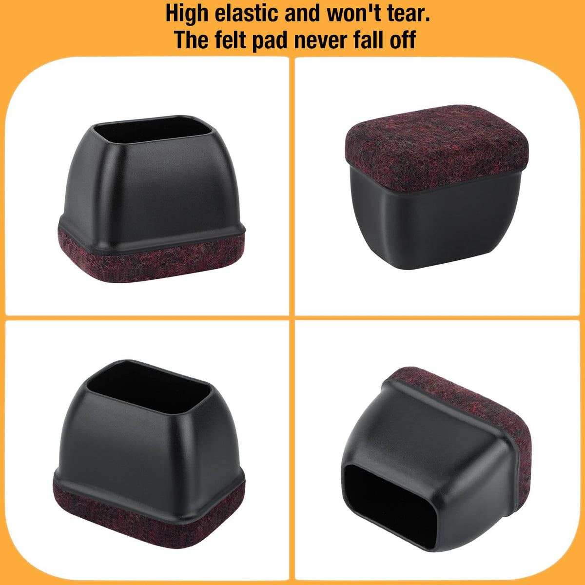 16 Pcs Rectangle Silicone Chair Leg Floor Protectors