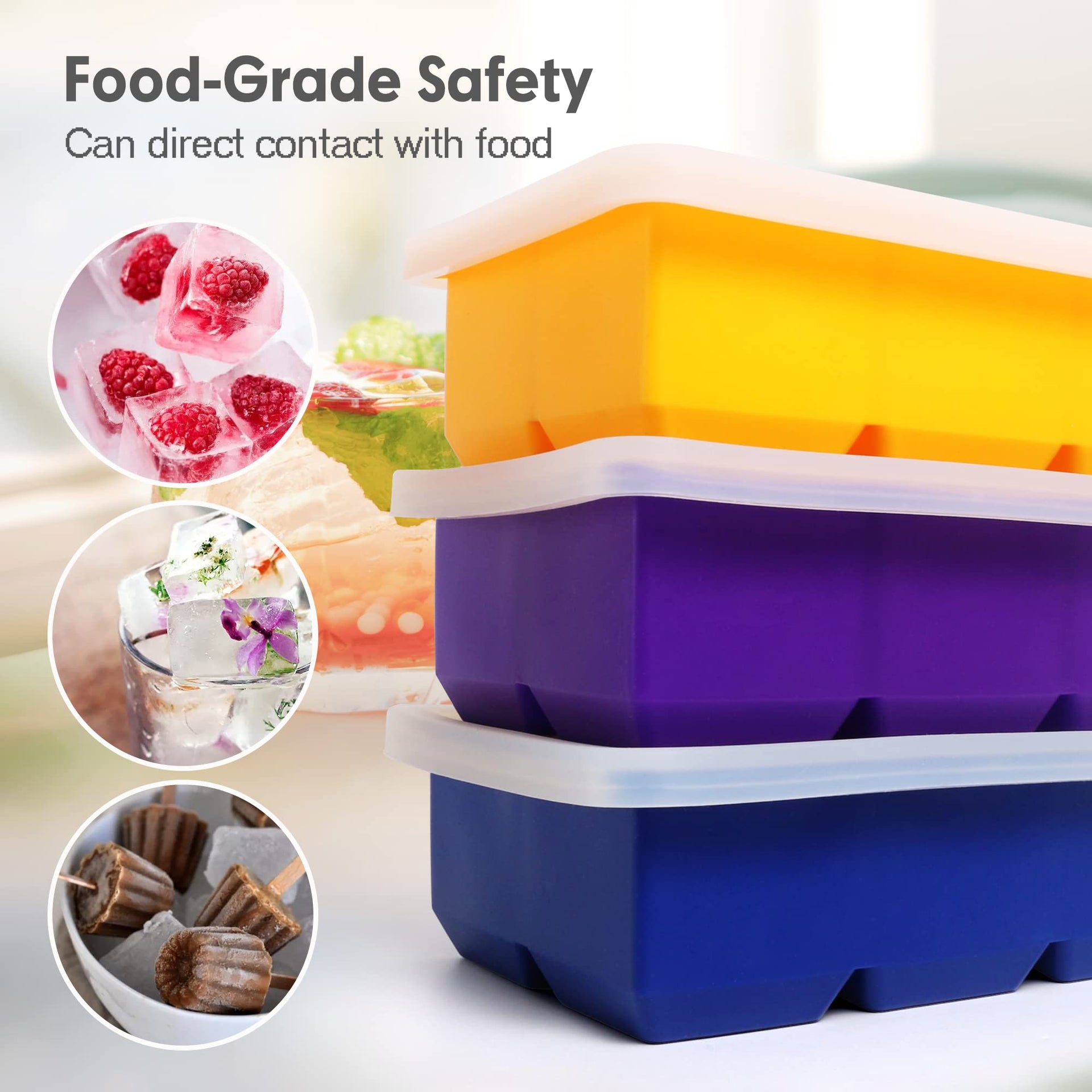 Silicone Ice Cube Trays 3 Pack (3 Count)