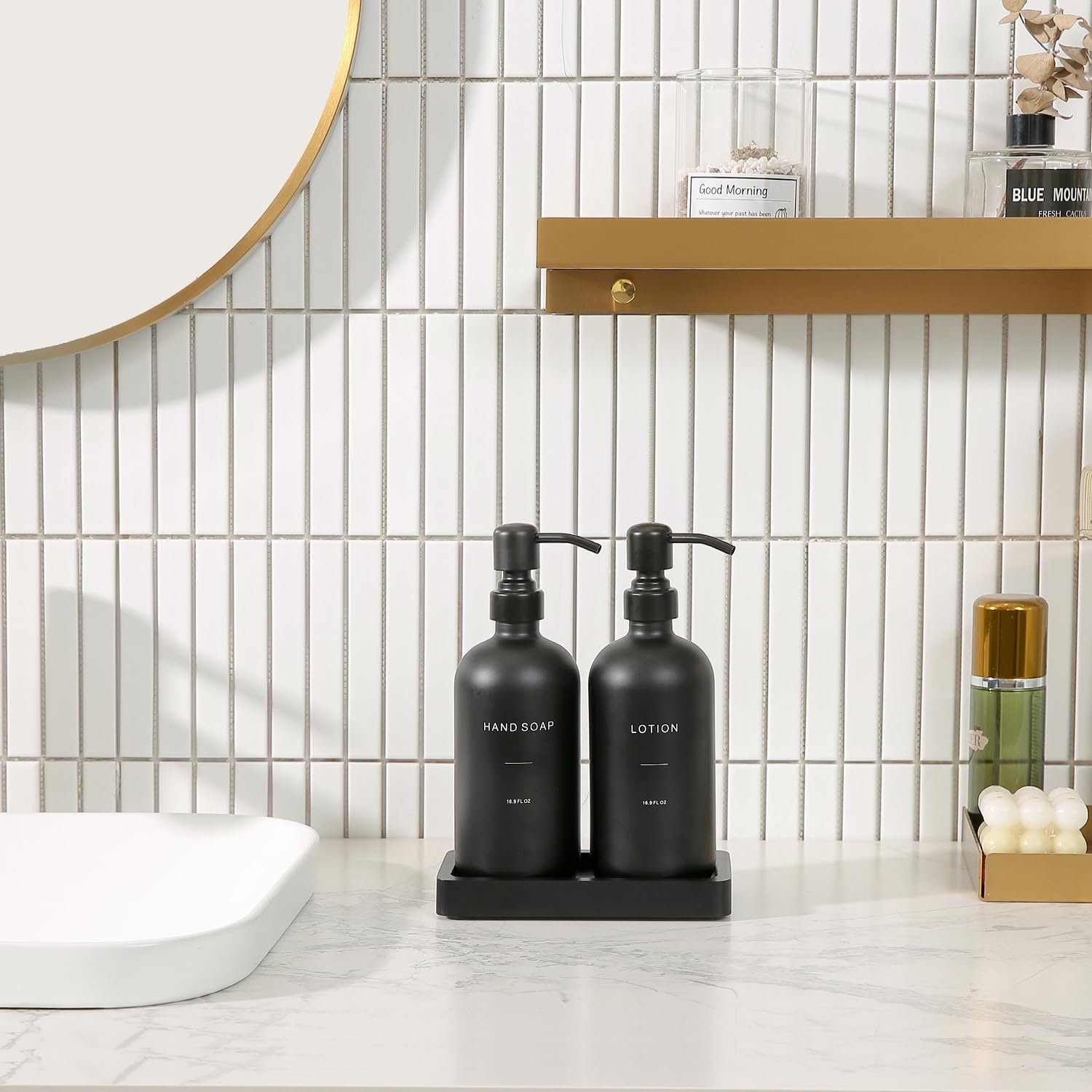 Black Soap Dispenser Bathroom Set (2 Count)