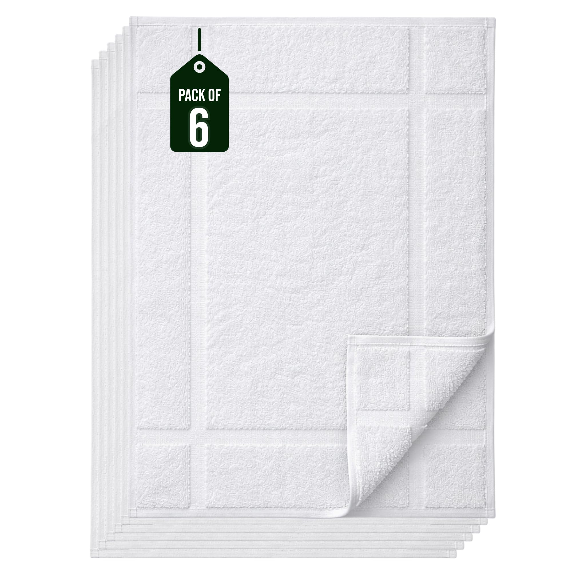 Pack of 6 100% Small Cotton Bath Mat Towels (6 Count)