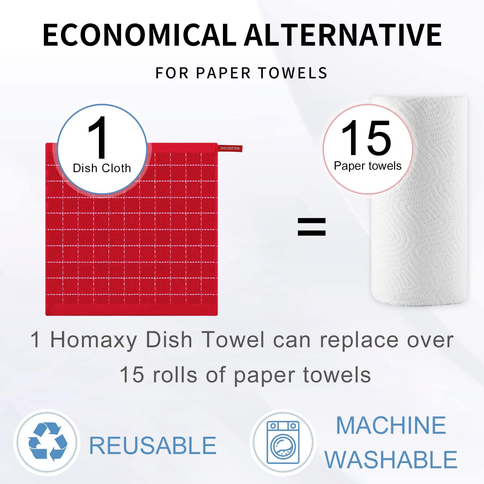 100% Cotton Terry Kitchen Dish Cloths (8 Count)