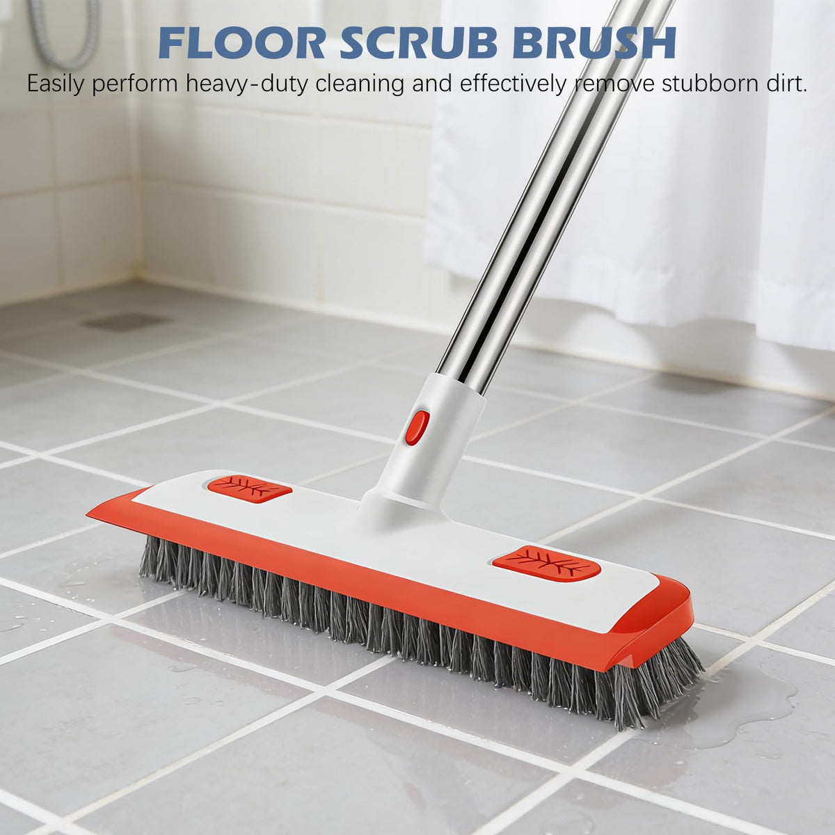 4-in-1 Tile Tub Floor Scrubber with Floor Scrub Brush, Orange