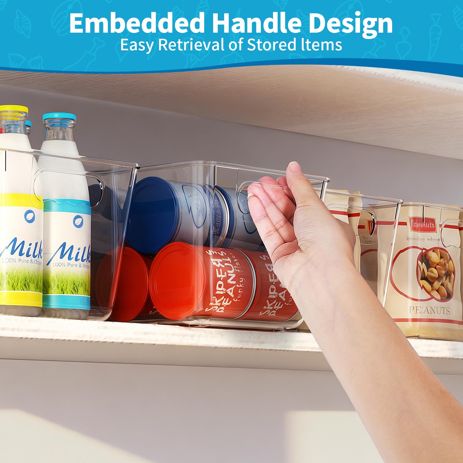 Clear Fridge Organizer Bins with Handles