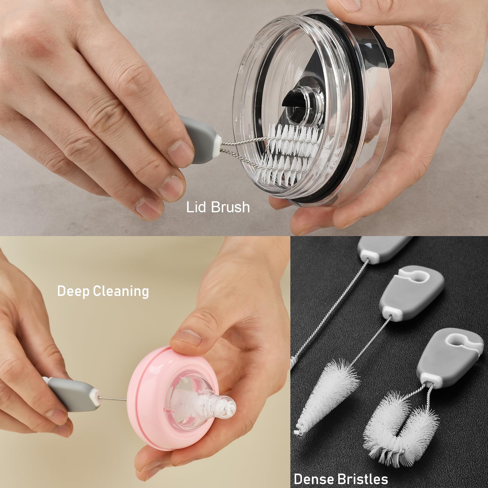 5 Pack Bottle Brush Cleaning Set with Holder