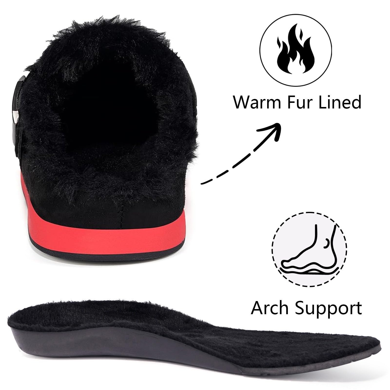 Fur Lined Clogs for Women Men Winter Slippers