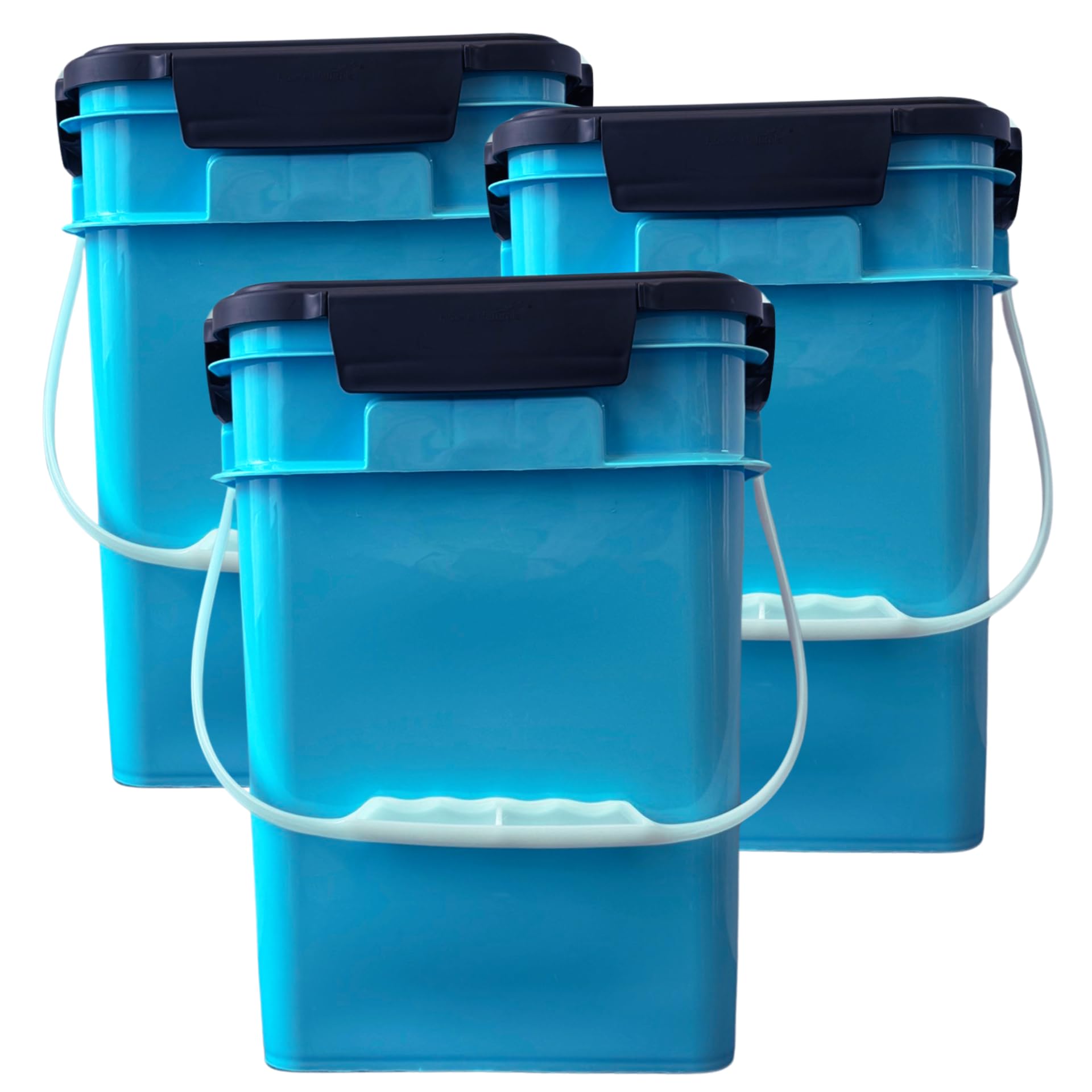 4 Gallon Square Food Grade Bucket Pail with Plastic Handles and Lid (3 Count)
