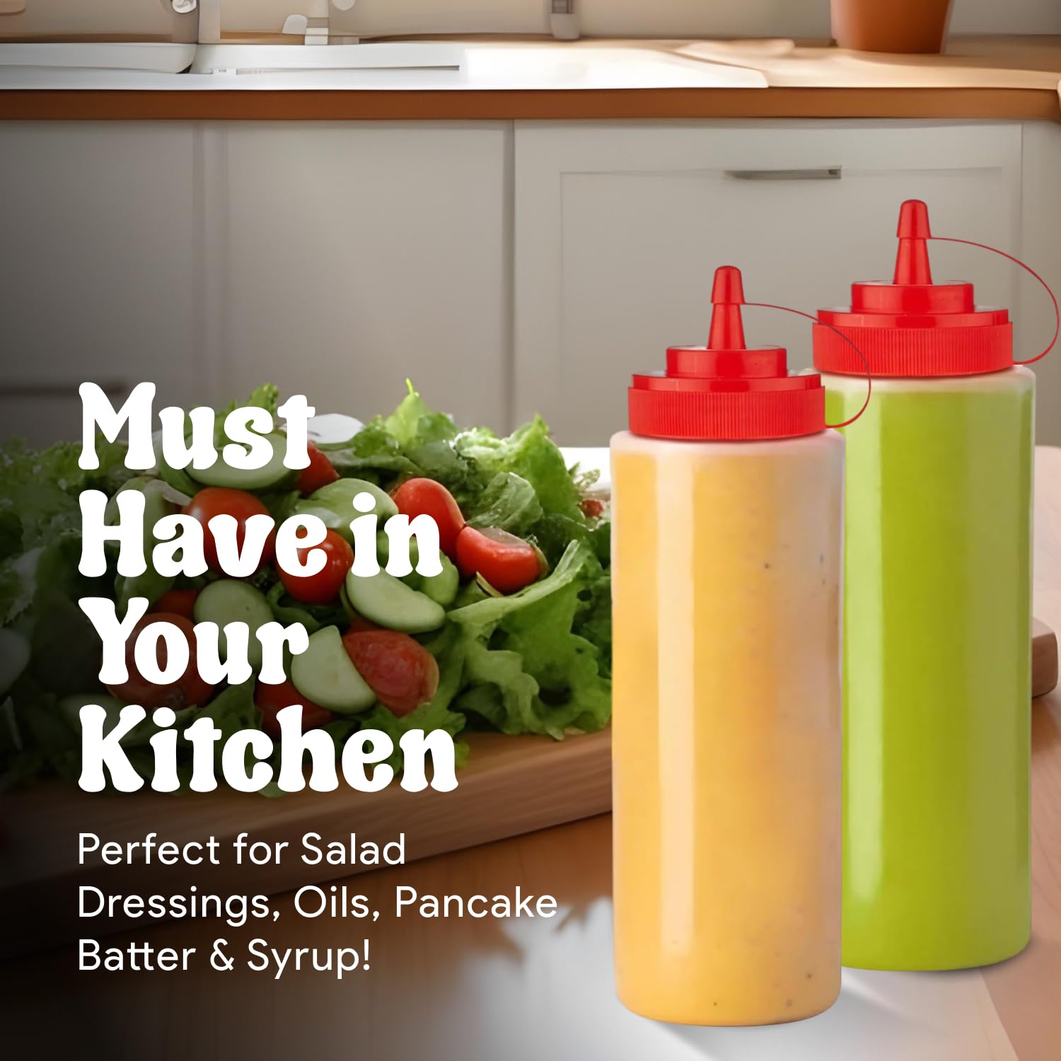 16 oz Condiment Squeeze Bottles for Sauces (6 Count)